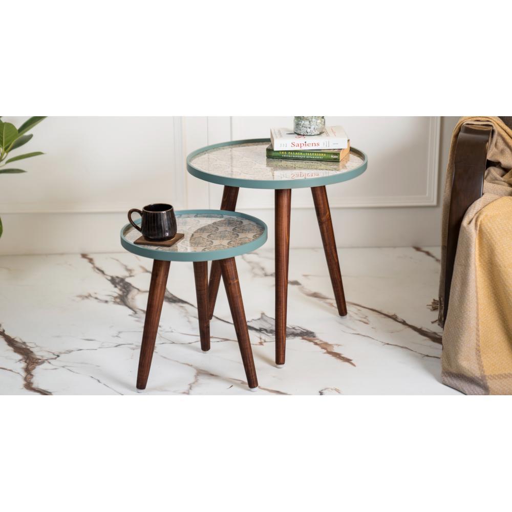 Vriksha Round Nesting Tables with Wooden Legs, Side Tables, Wooden Tables, Living Room Decor by A Tiny Mistake