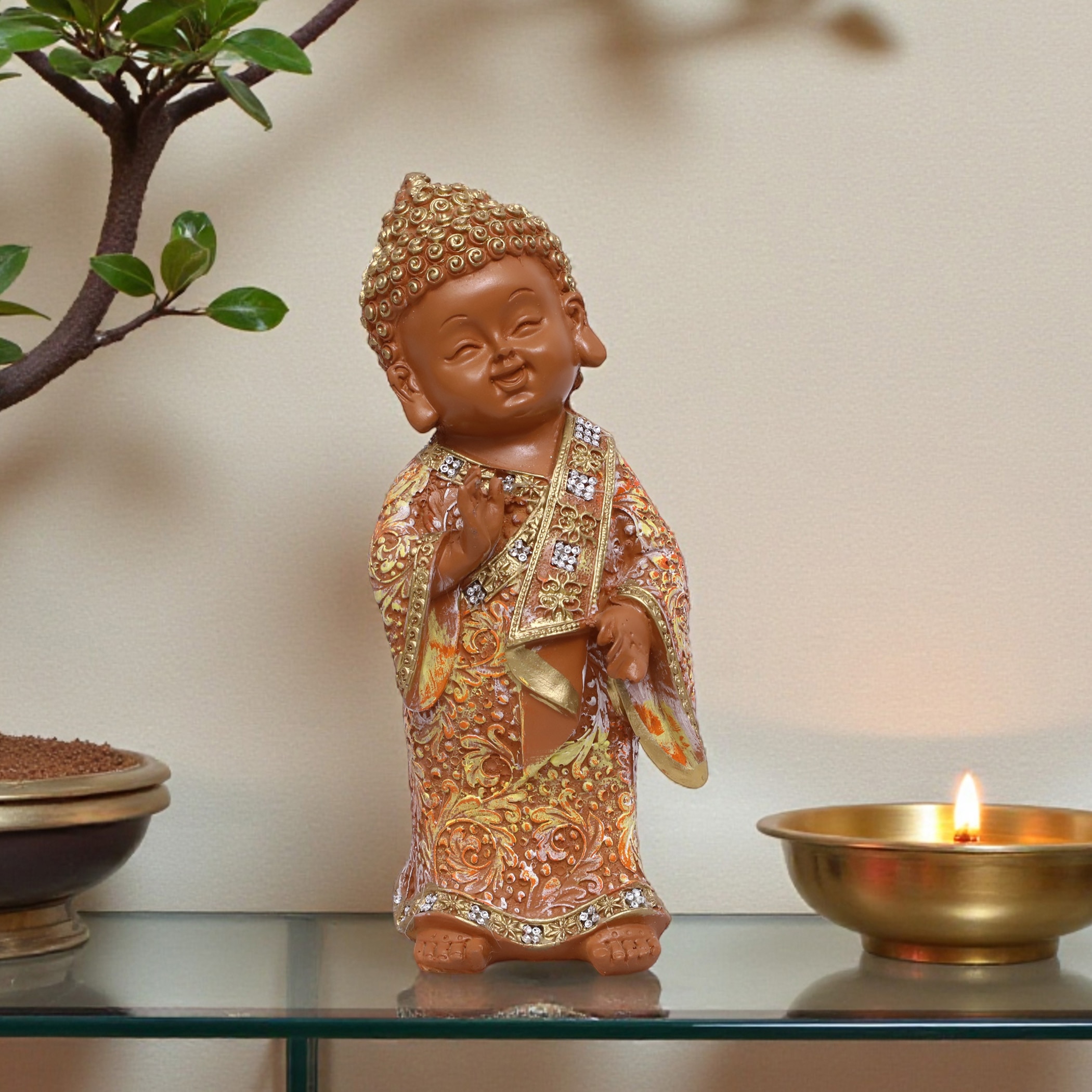 VEDAS Polyresin  Figurine in Orange Colour - Vedas