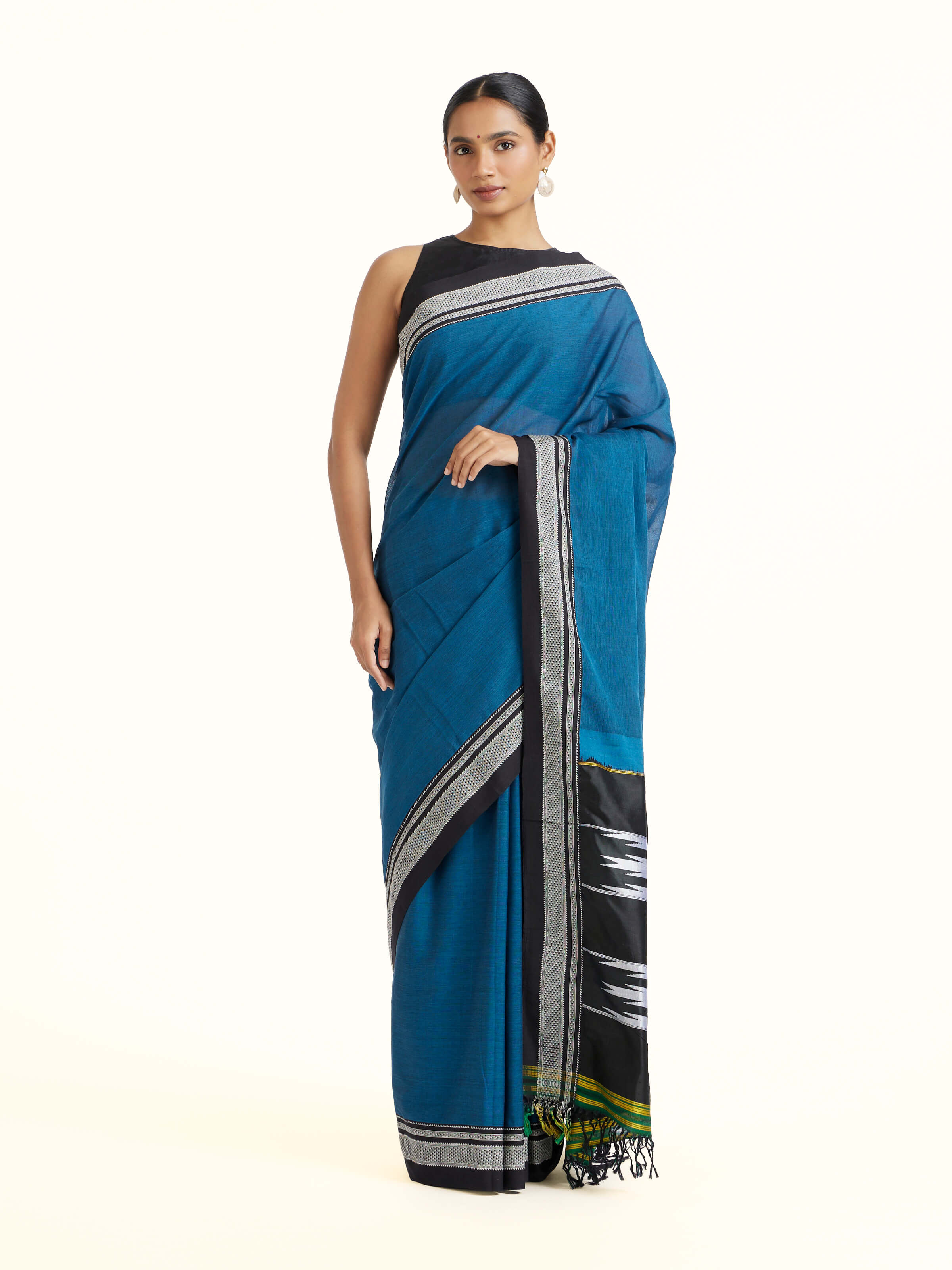 Blue Cotton & Silk Ilkal Saree