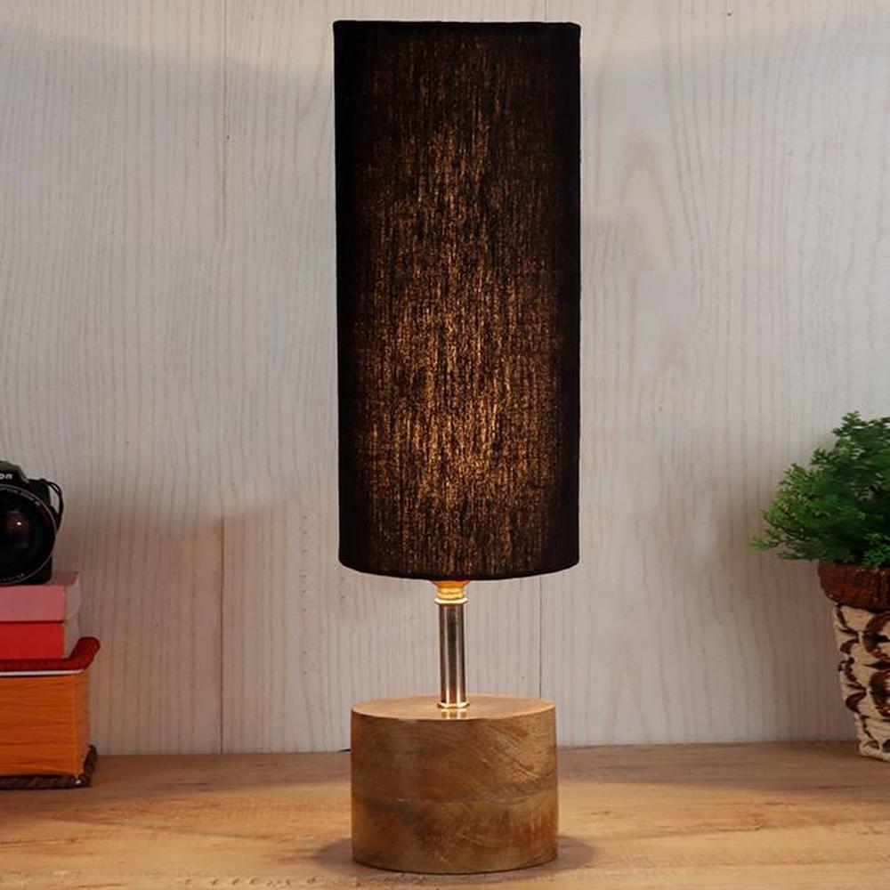 Aliyah Black cotton & solid wood table lamp