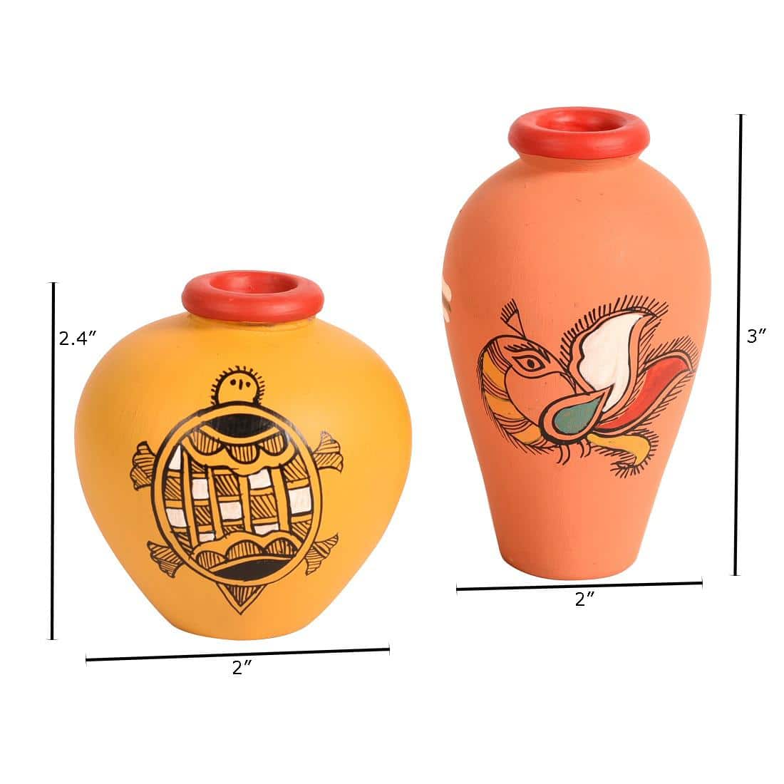 Wall Decor Wooden Shelf with 2 Pots Round Coaster Design (6x2.5x9)