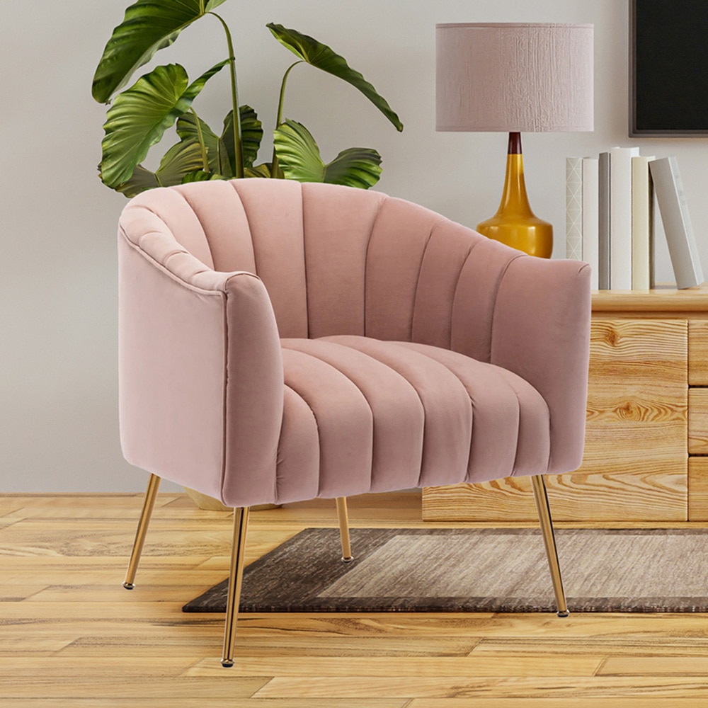 Jella Solid Wood Accent Chair in Pink Colour
