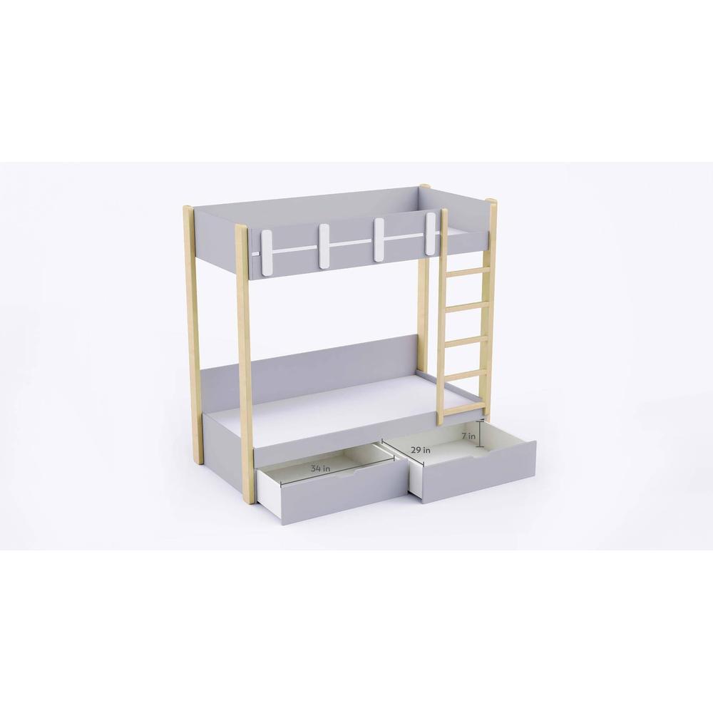 Pine Tree Bunk Bed with Drawer Storage