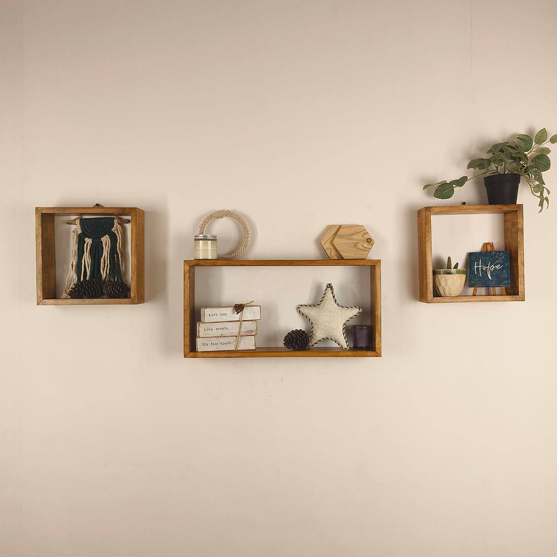 George Iii Rectangular Shaped Set Of 3 Wooden Wall Shelves