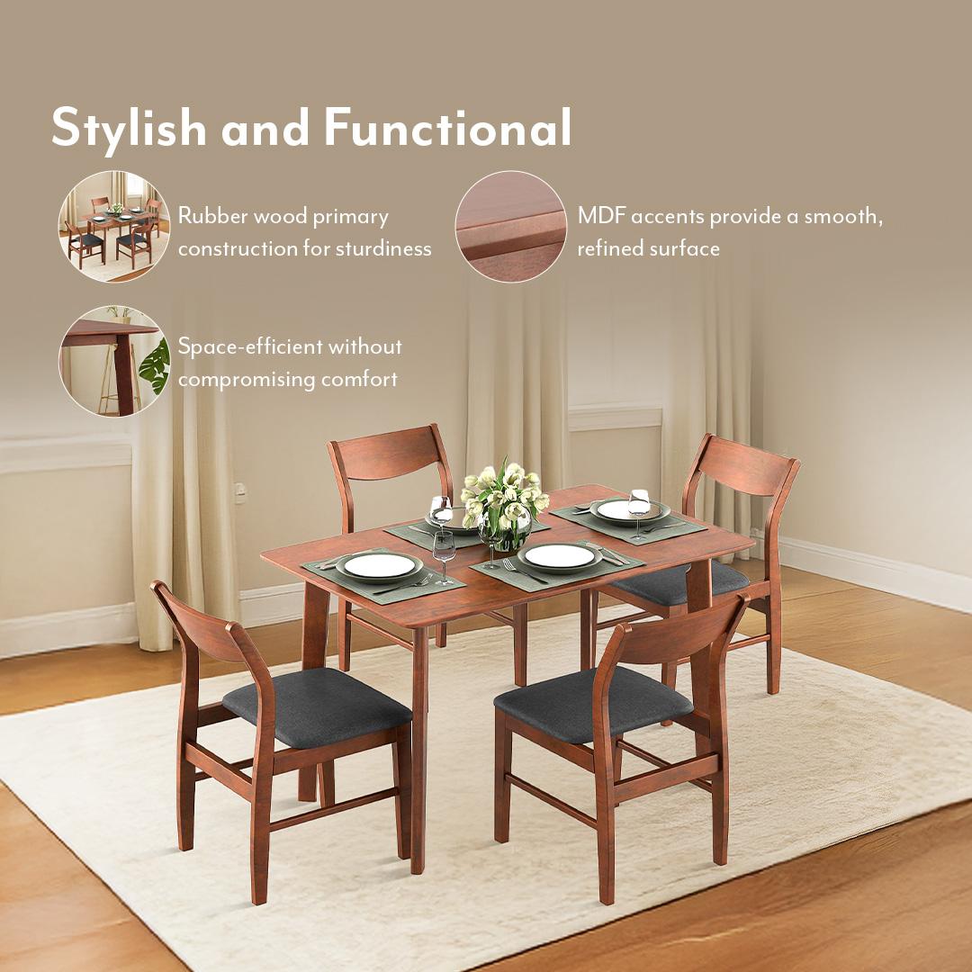 Augusta 4 Seater Dining Table In Dark Walnut Finish