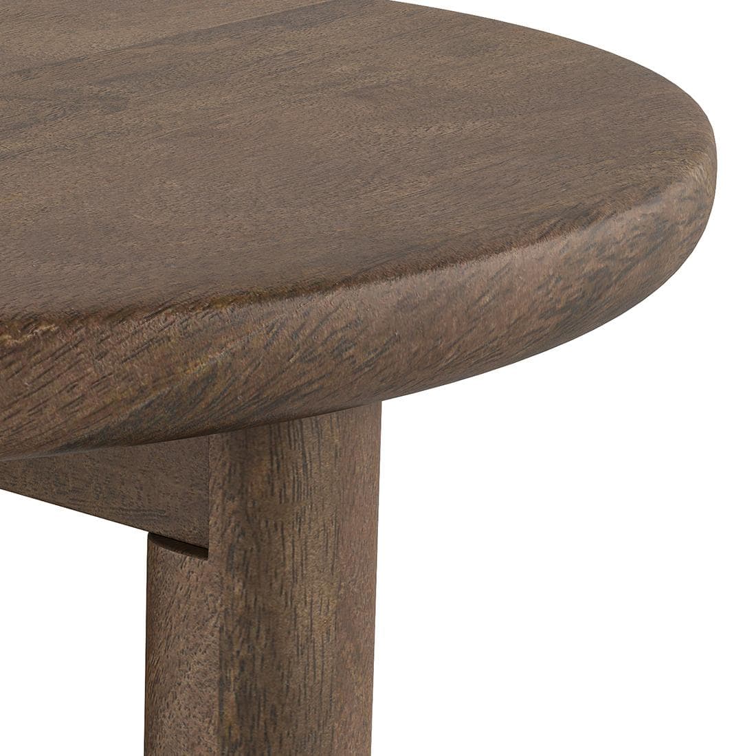 Kaya Round Solid Wood Side Table in Danish Walnut finish