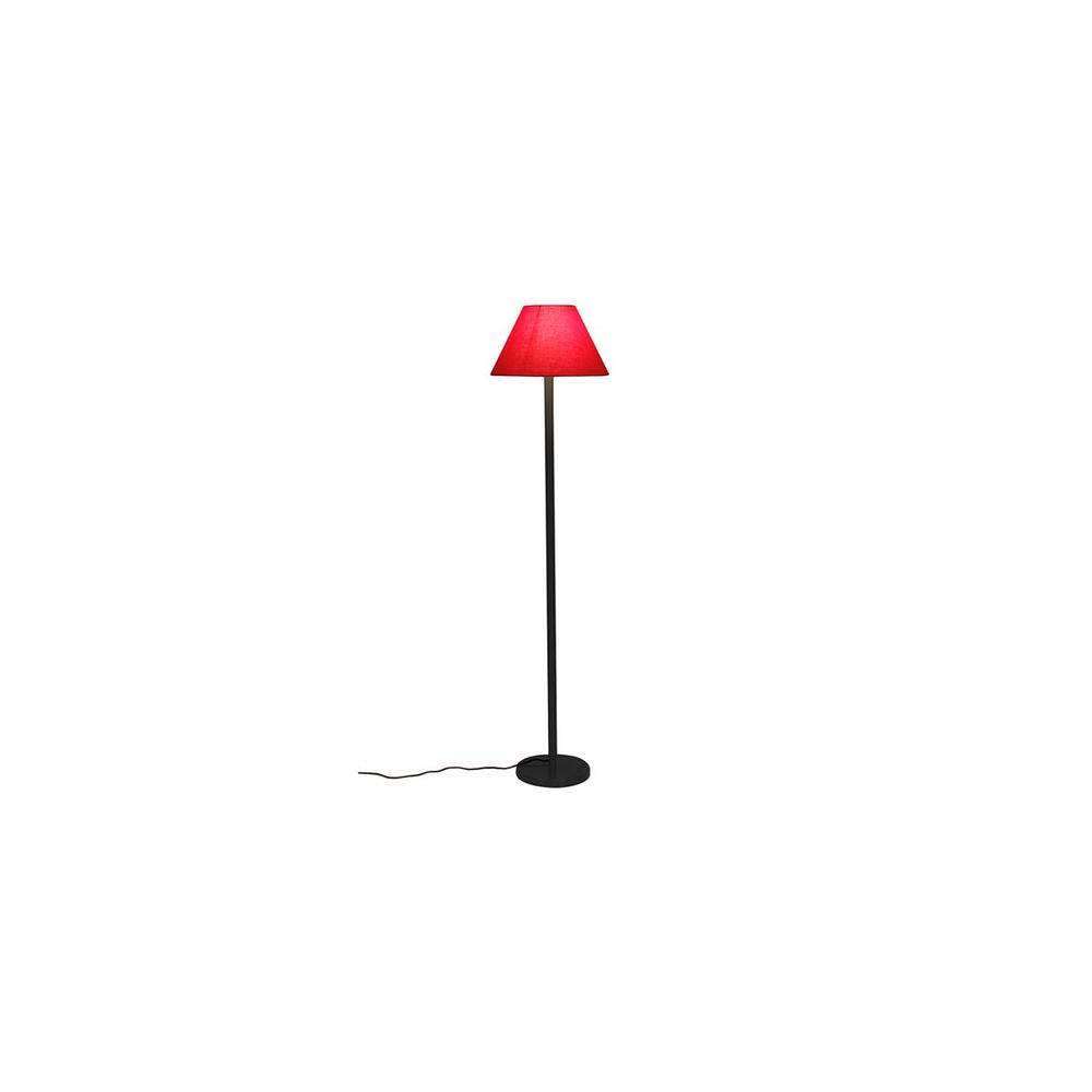 Jamie Red Fabric Shade Floor Lamp with Black Iron Base