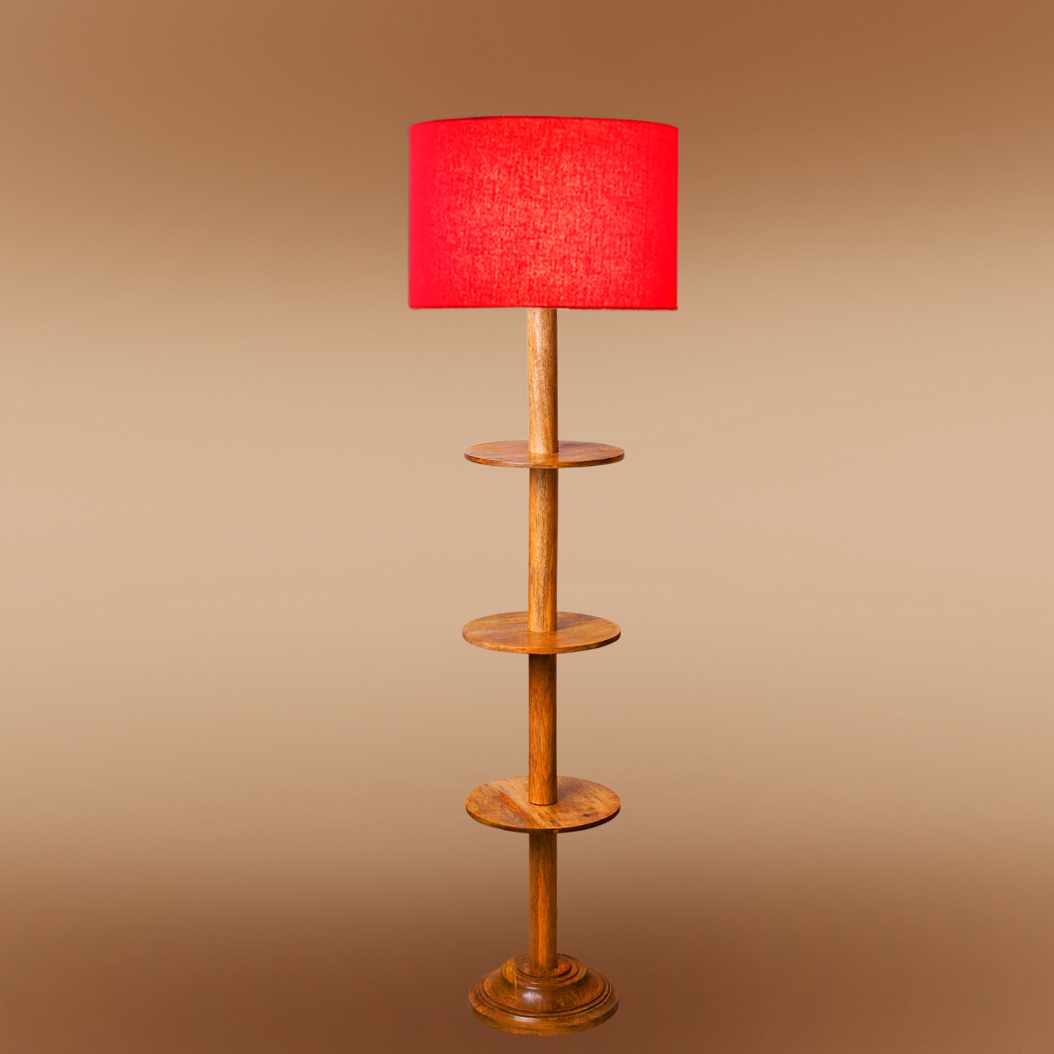 Devansh Shelf Wooden Floor Lamp