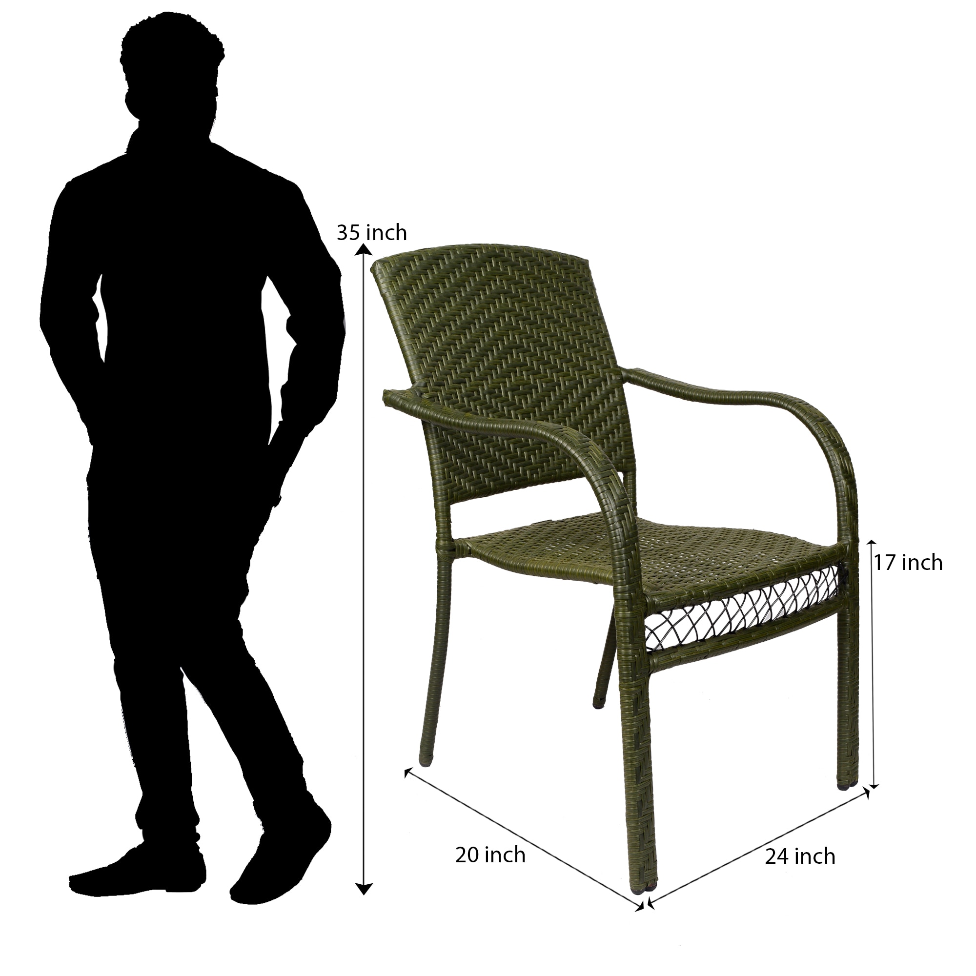 Wagga Wagga Wicker Table And Chair Set In  Dark Dreen Dual Tone Finish