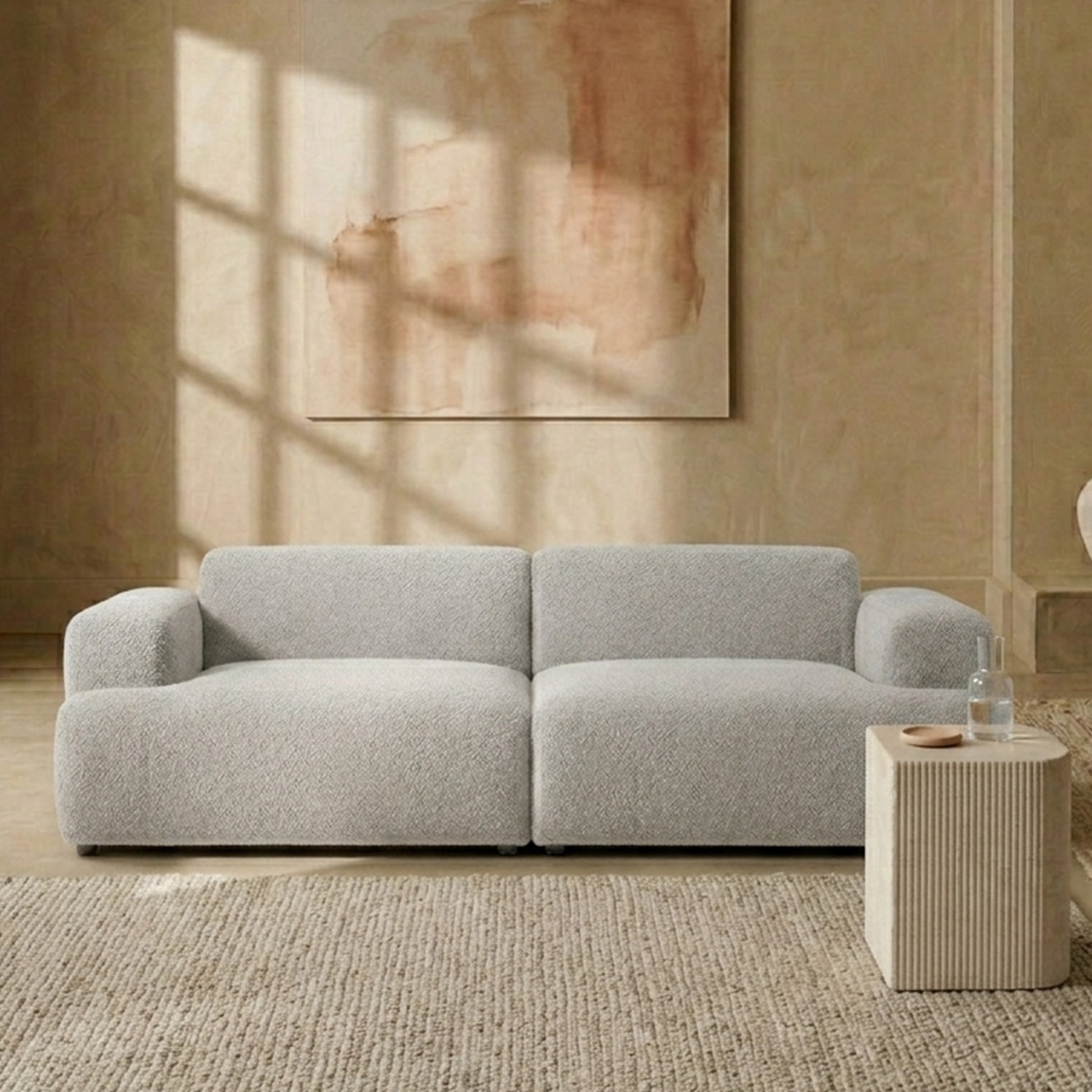 Comforthaven Wood 2 Seater With Upholstery Non Storage Sofa In Grey Colour - Nestroots