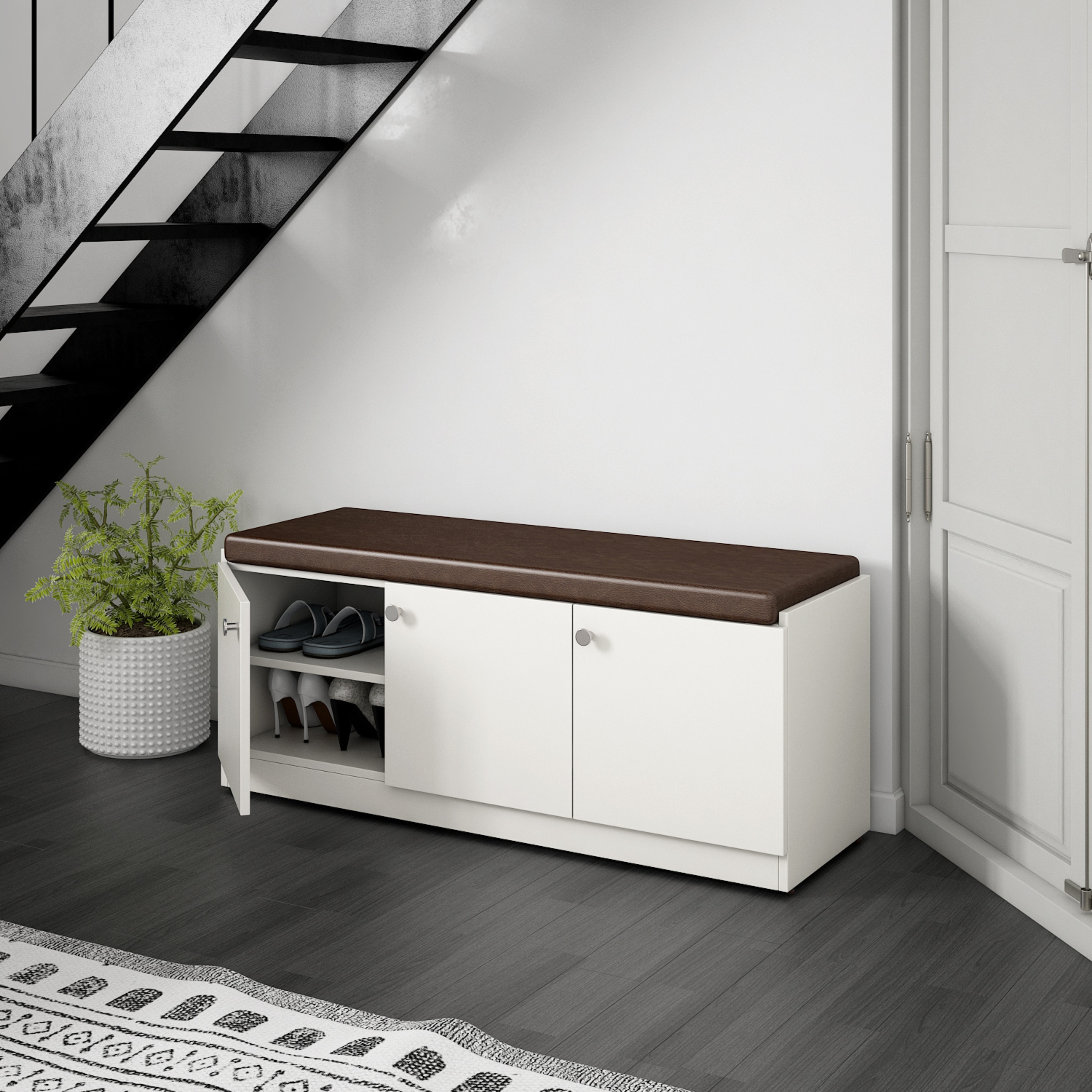 Optima Shoe Rack in Frosty White Finish - A Globia Creations