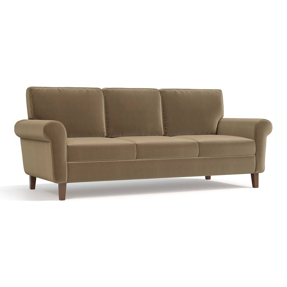 Oxford 3 Seater Fabric Sofa in Fawn Velvet Colour