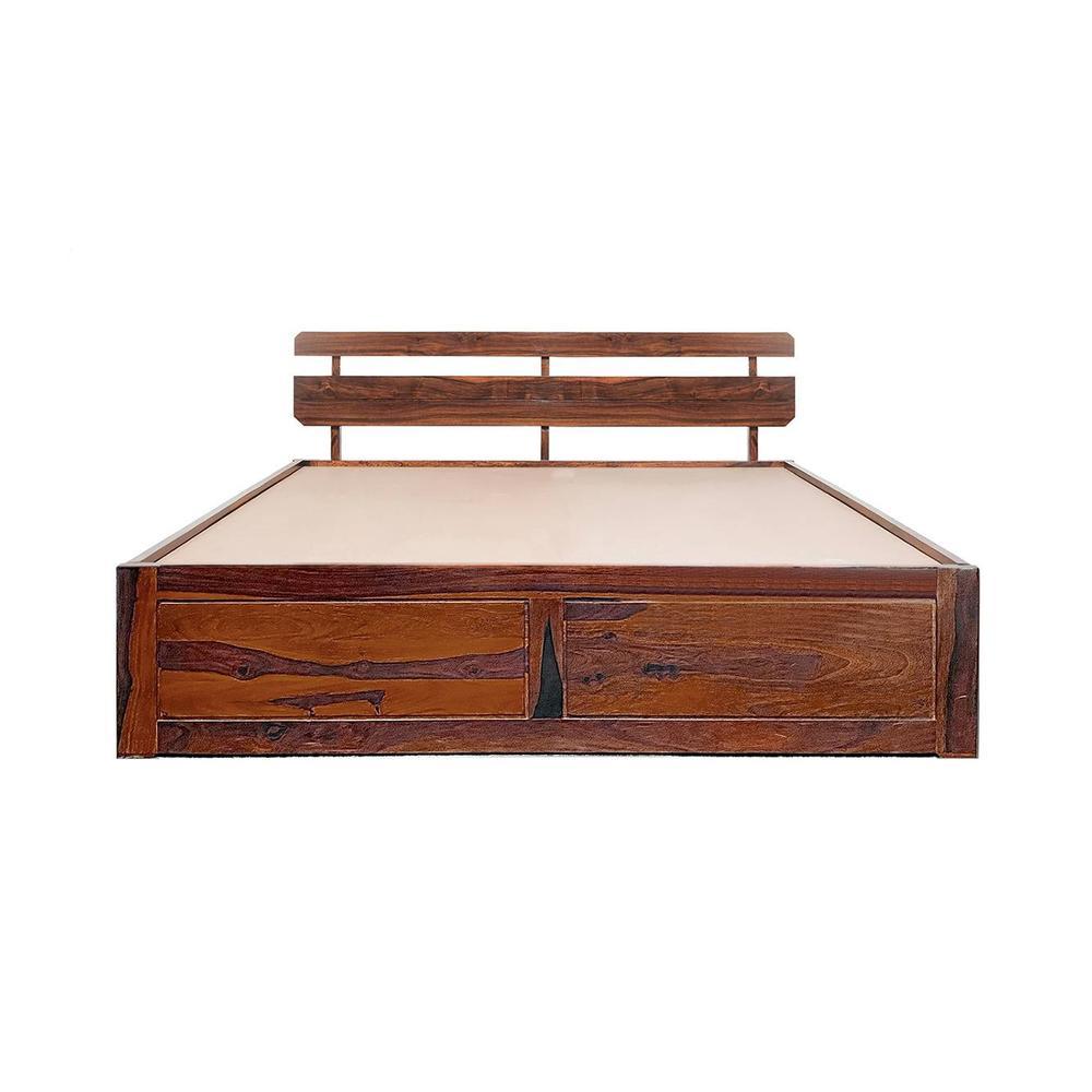 Admire Solid Wood King Size Box Storage Bed In Honey Finish