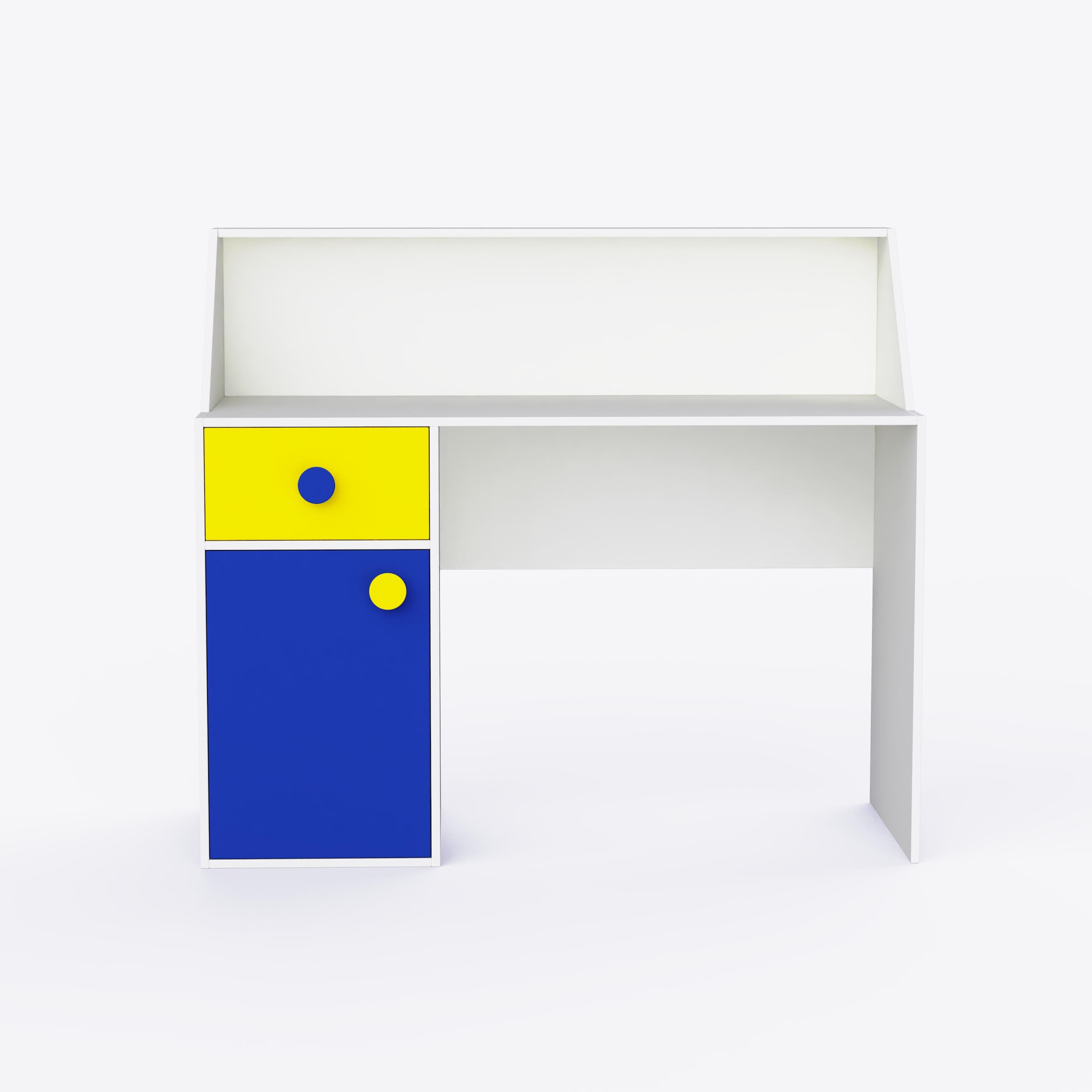 Elementary Study Table In Yellow & White Colour