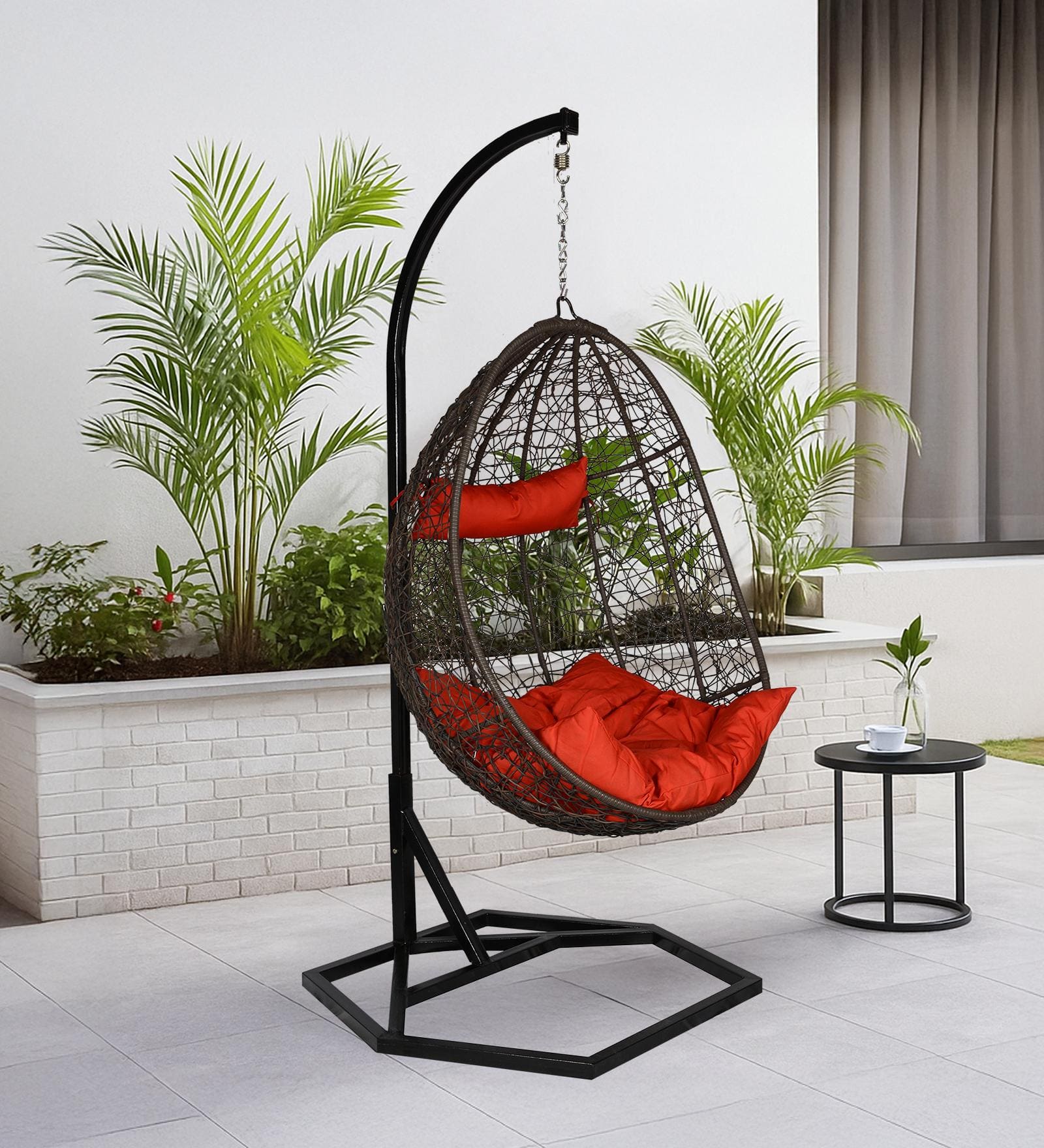 Bern Wicker Swing In Black And Brown Color