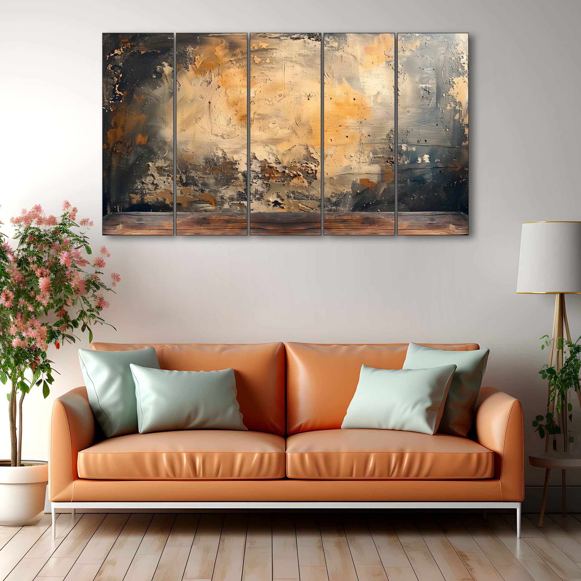 The Castle Decor Abstract Art Wall Painting Wooden Framed 27x48 Inch (Style 5) - The Castle Decor