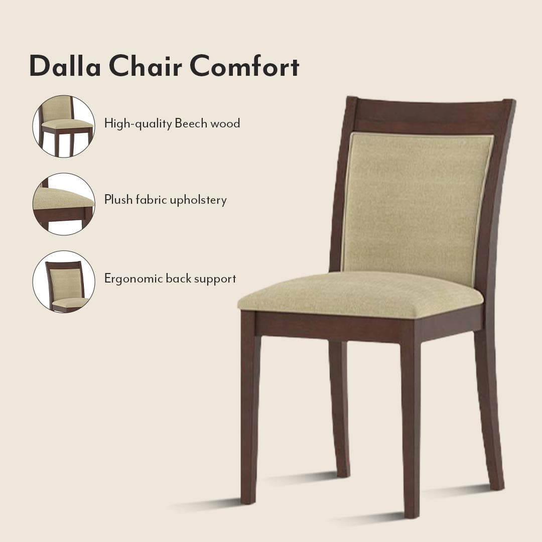 Murphy 4-To-6 Extendable - Dalla 6 Seater Dining Table Set (Colour- Beige, Finish- Dark Walnut)