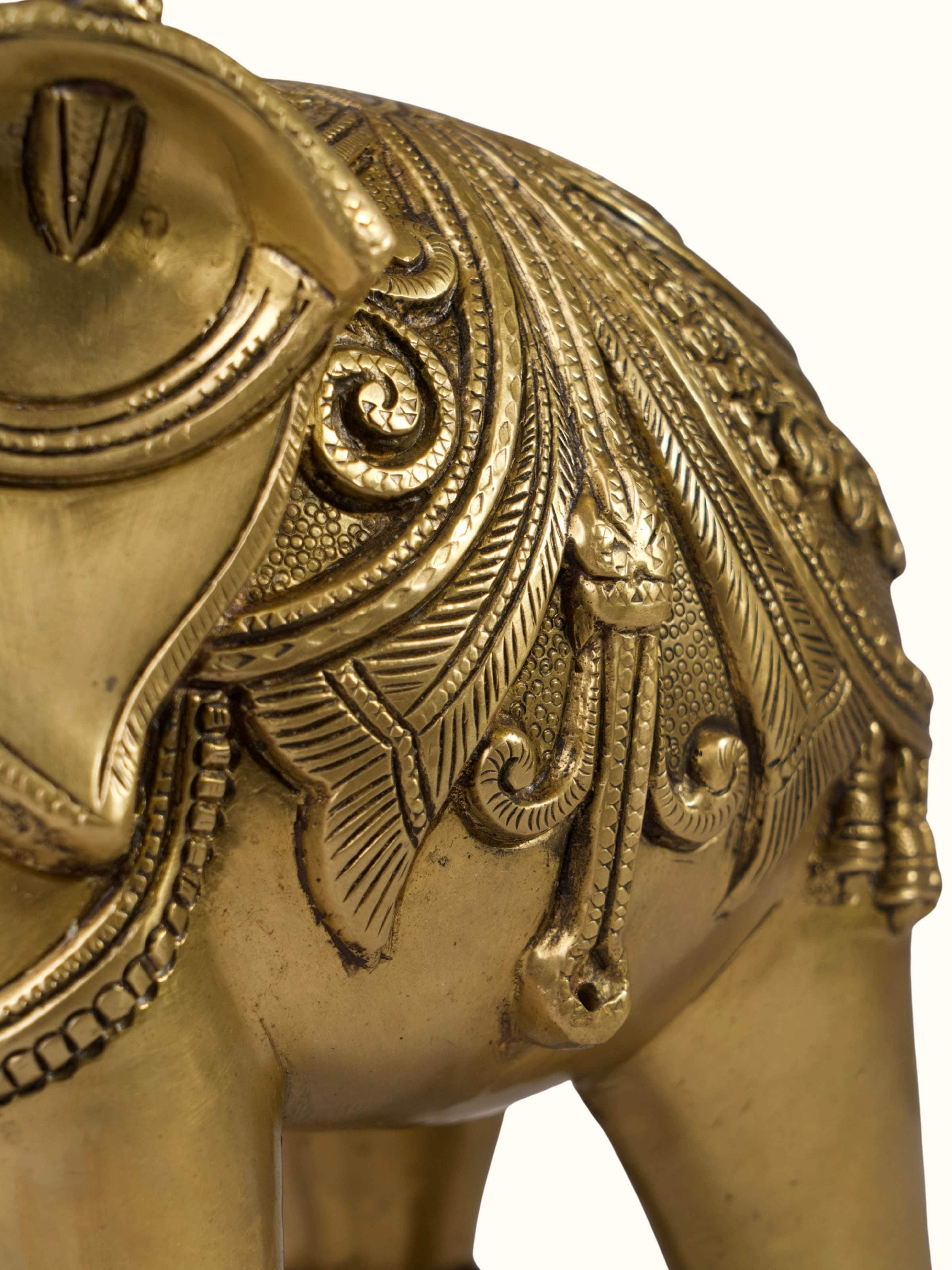 Brass Carved Elephant Figurine