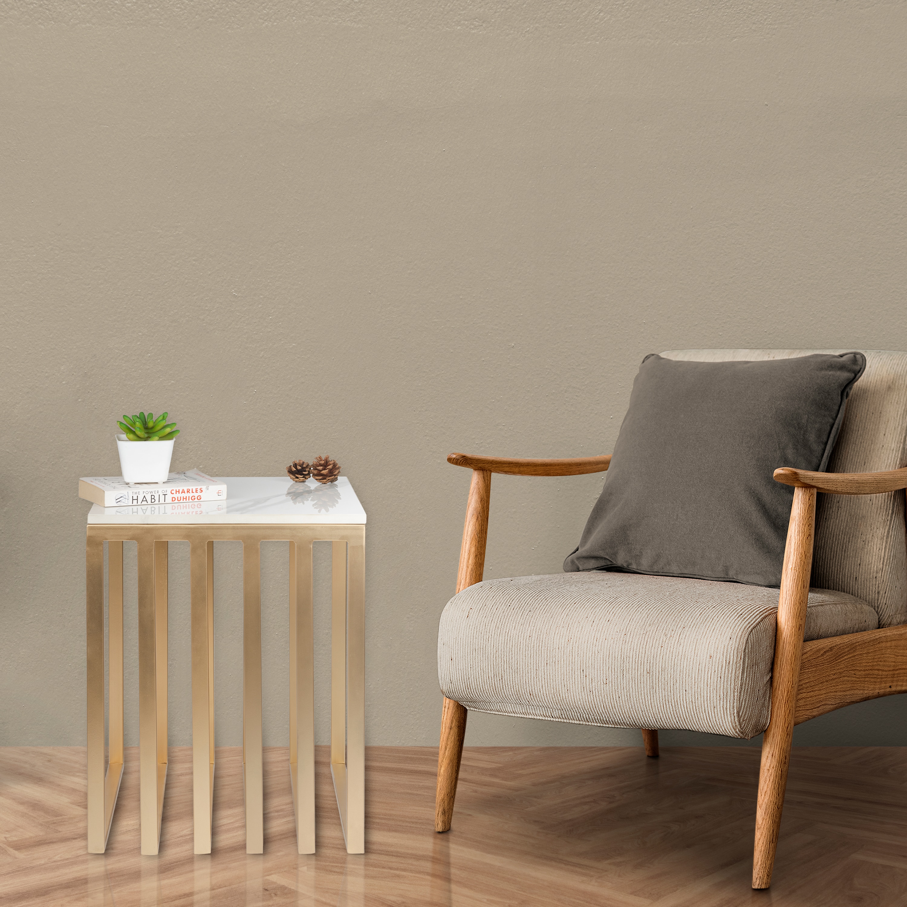 Gold Metallic Cube Side Table - Handicrafts Town