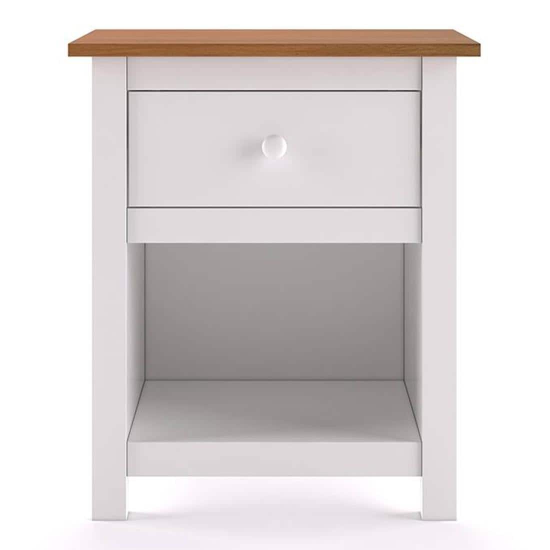 Evelyn Rubber Wood Bedside Table in White Finish