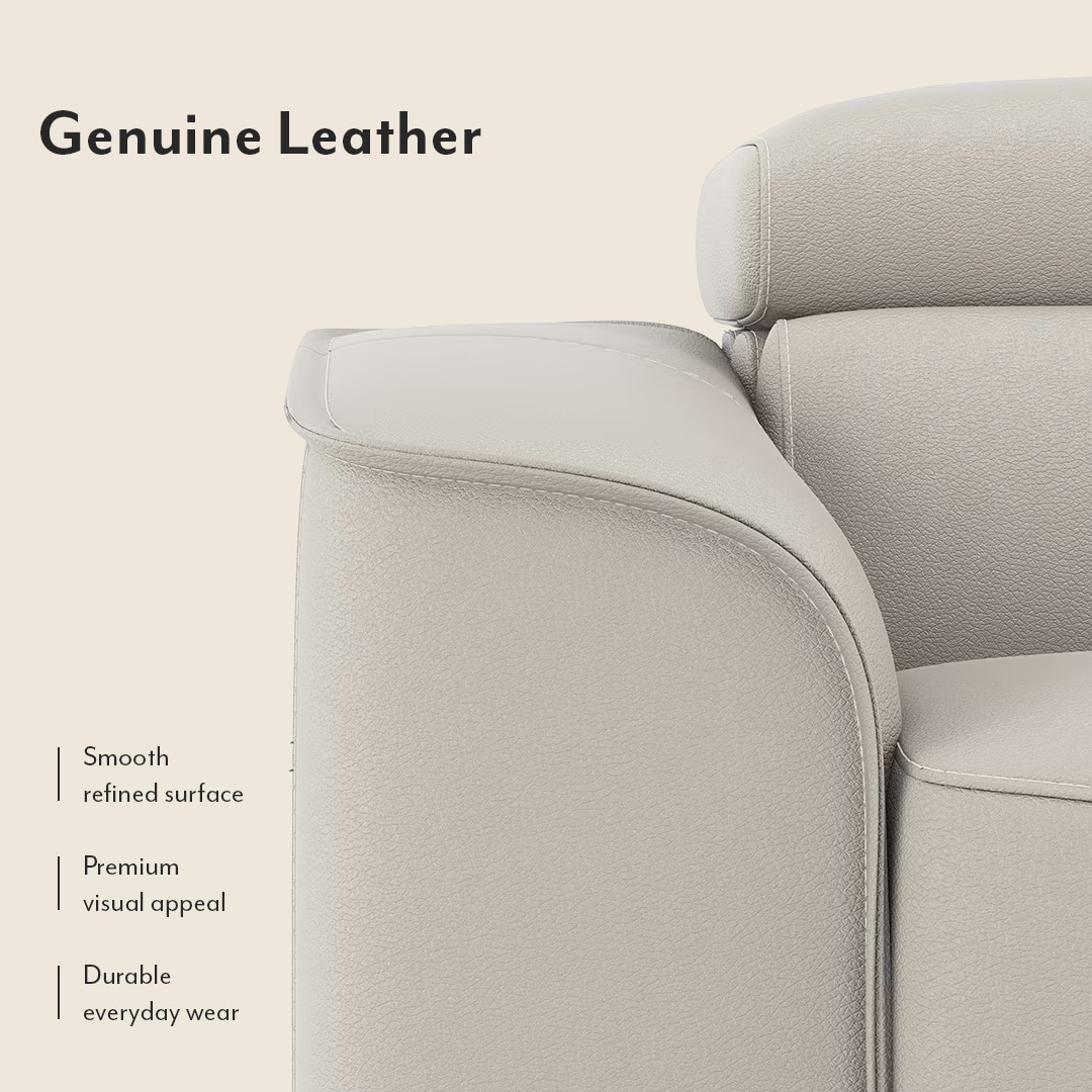 Molto Leather Recliner in Grey Colour