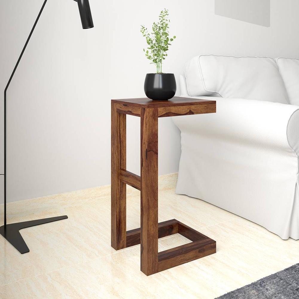 Leslie Solid Wood Side Table in  Natural Finish