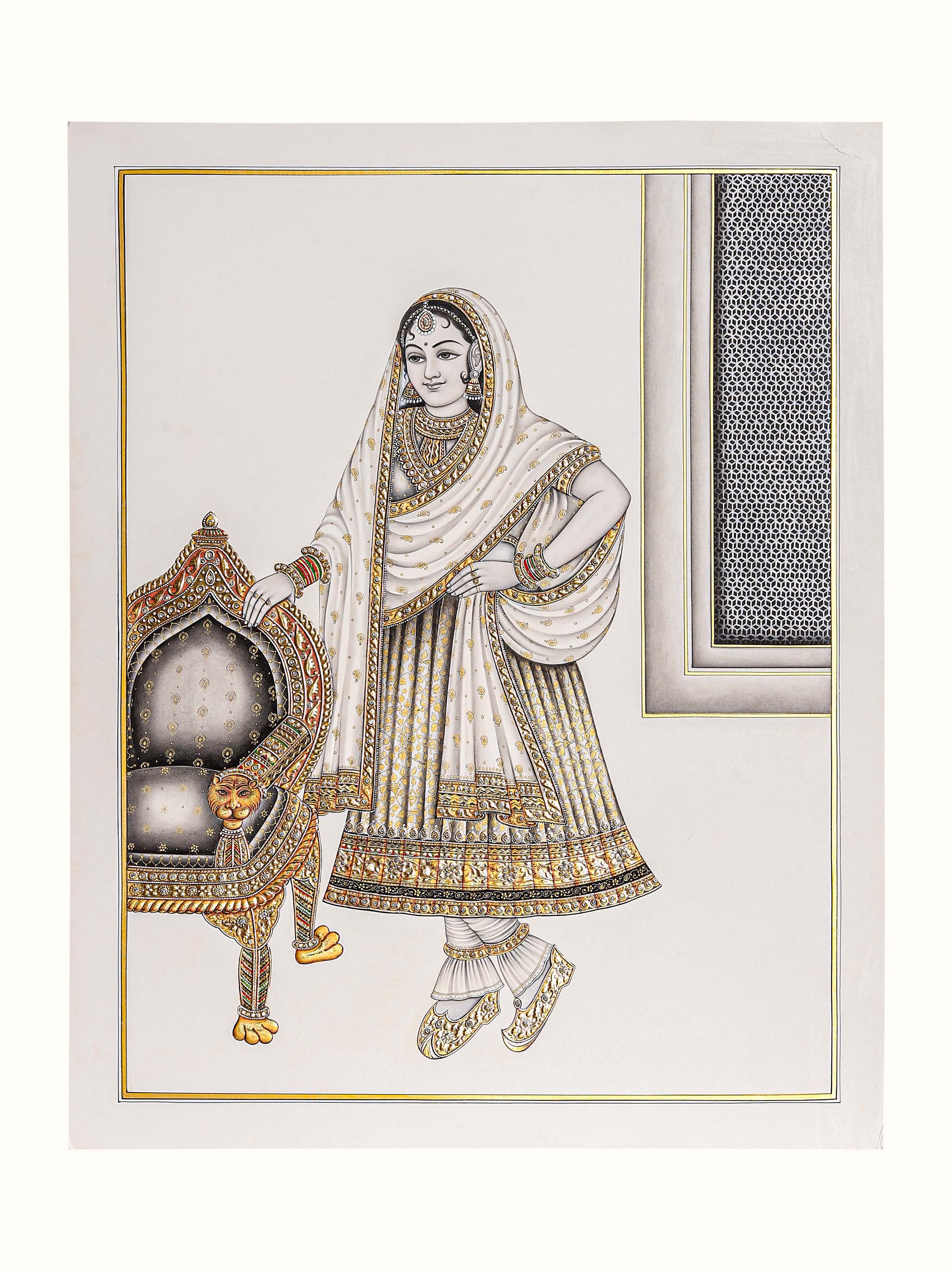 Raji-rani Miniature Real Gold Painting