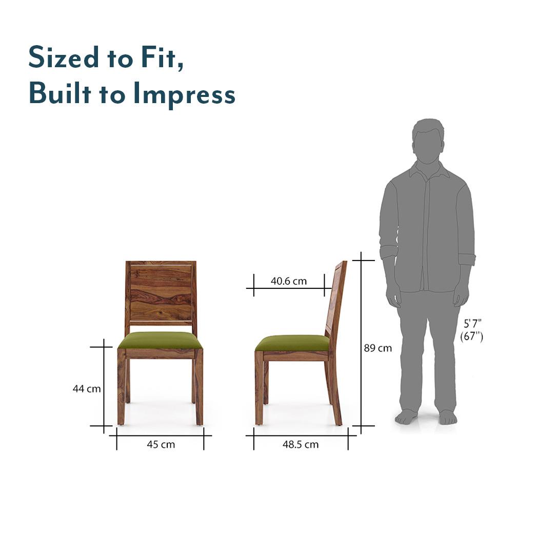 Oribi Solid Wood Dining Chair Set Of 2 In Teak Finish
