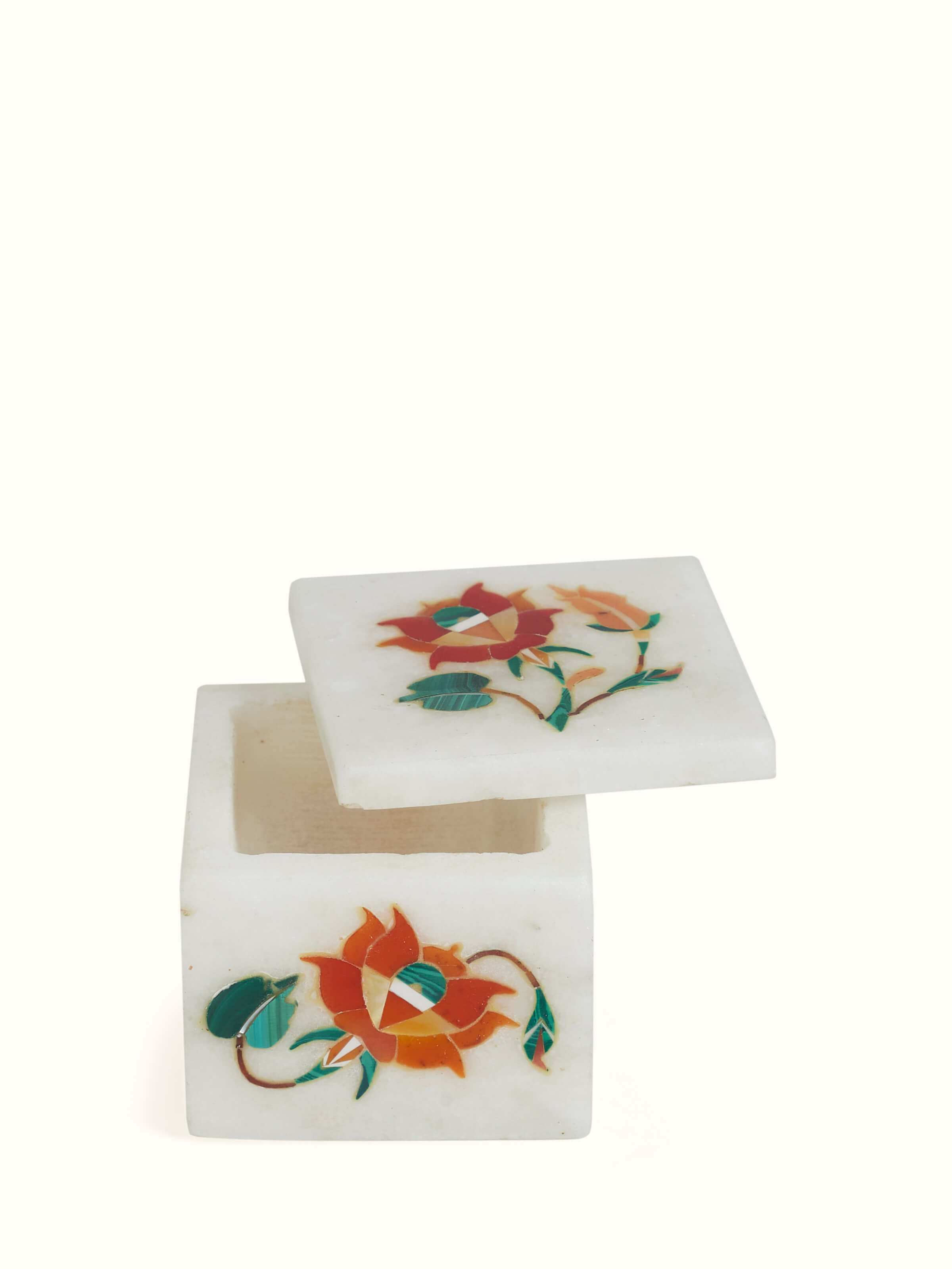 Top view of Pacchikari Marble Trinklet Box