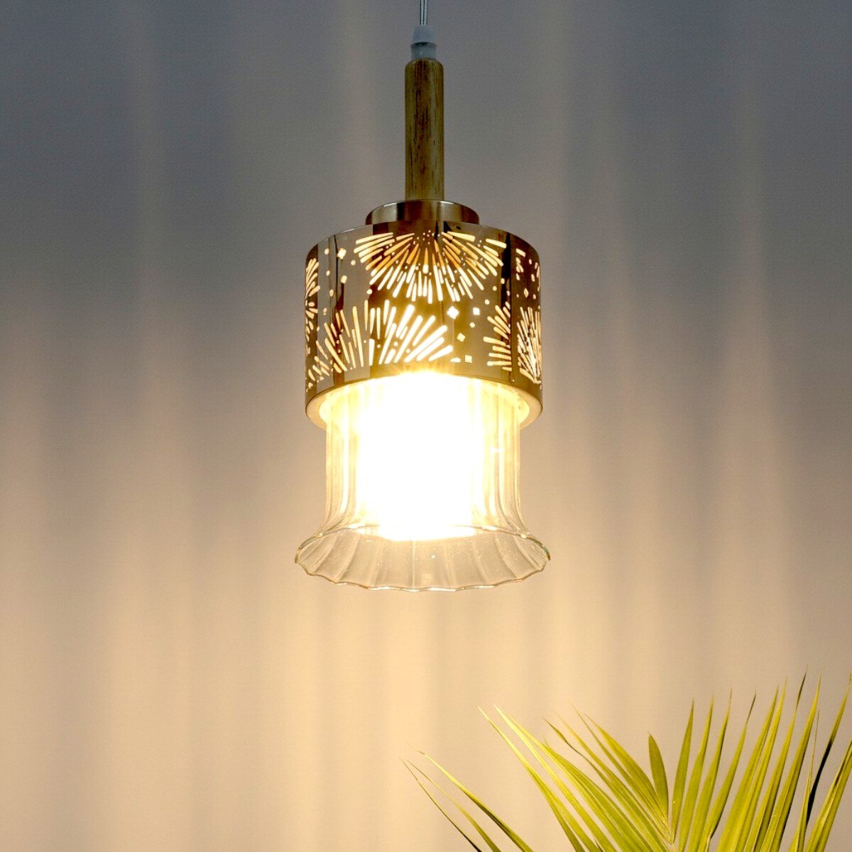 Eliante Hanging Light, Champaign Glass Shade, Mild Steel, 1 Bulb - Modern Pendant Lamp For Home Decor - Eliante