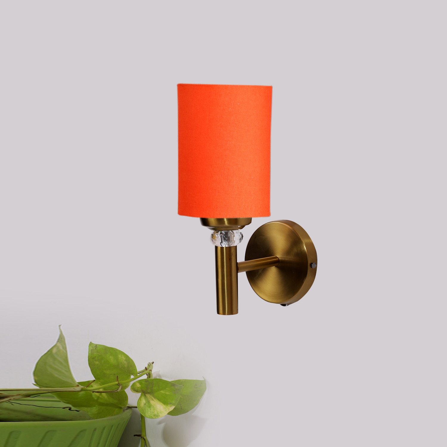 Devansh Metal Electric Wall Light in Gold Colour with Orange Shade Count of 1 Light - Devansh