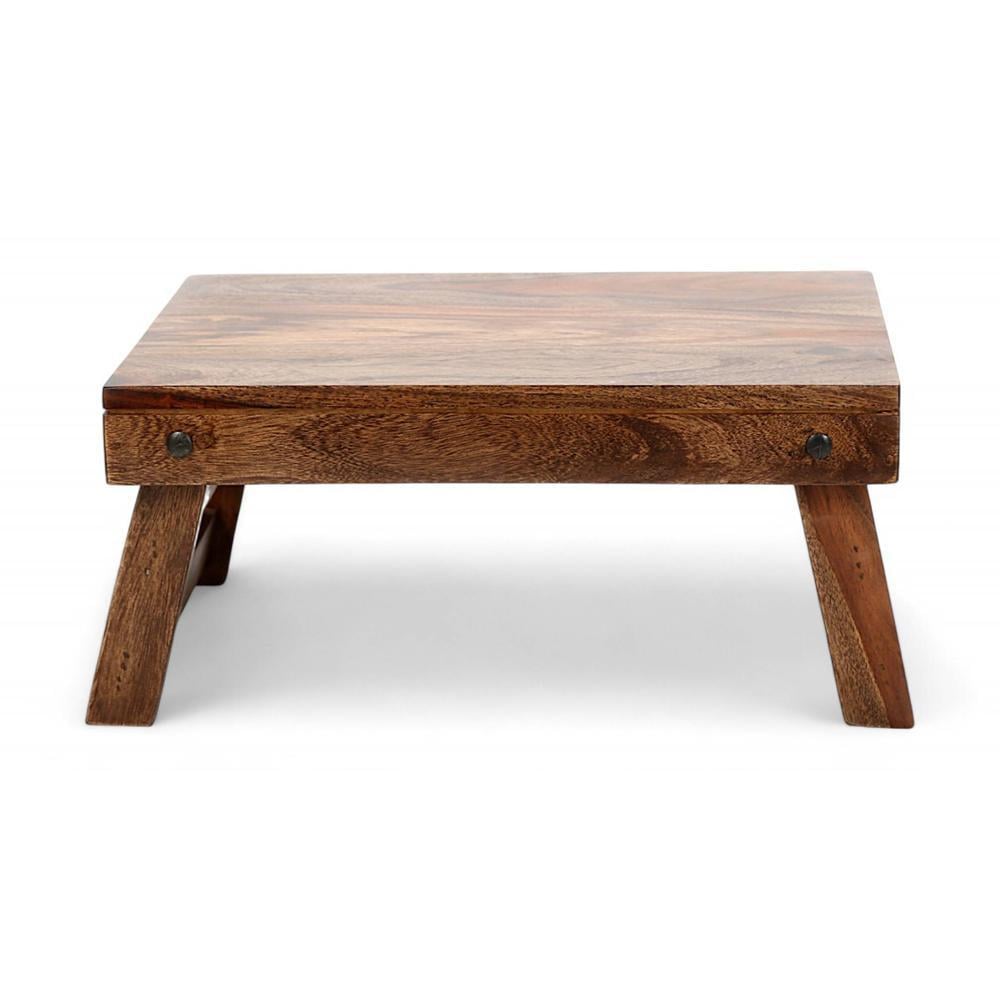 Ohio Sheesham Wood Foldable Laptop Table in Teak Finish