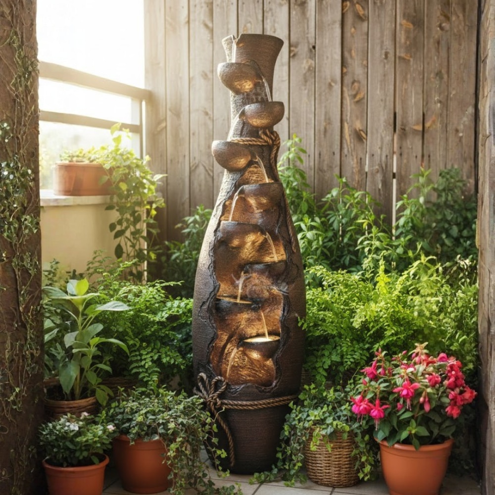 Brown Fiber Glass Magnum Lamp Water Fountain