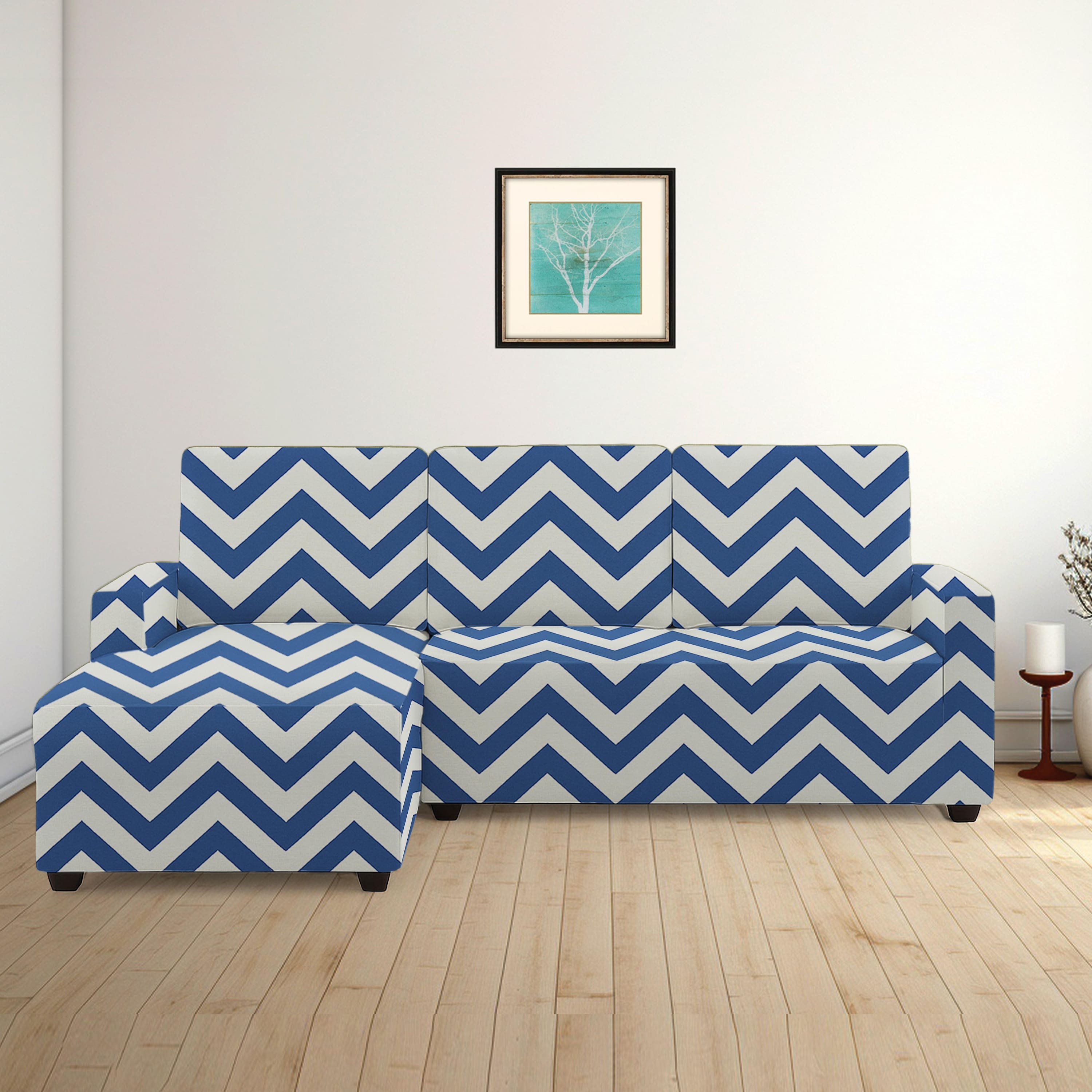 Left Aligned 2 Seater Left Aligned Chaise Grey Line Sofa Cover