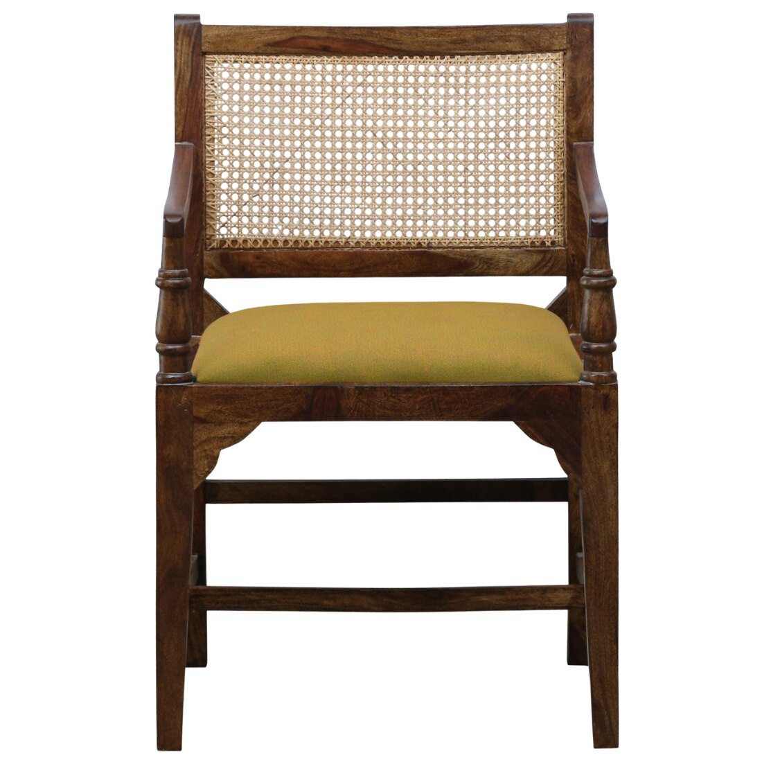 Provincial Cane & Suede Yellow Accent Chair