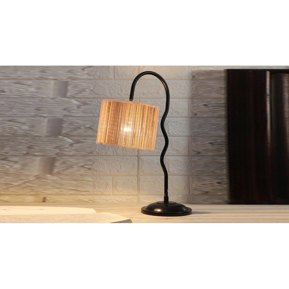 Round Bamboo Zig Zag Curvy Table lamp with Iron Base (SP22)