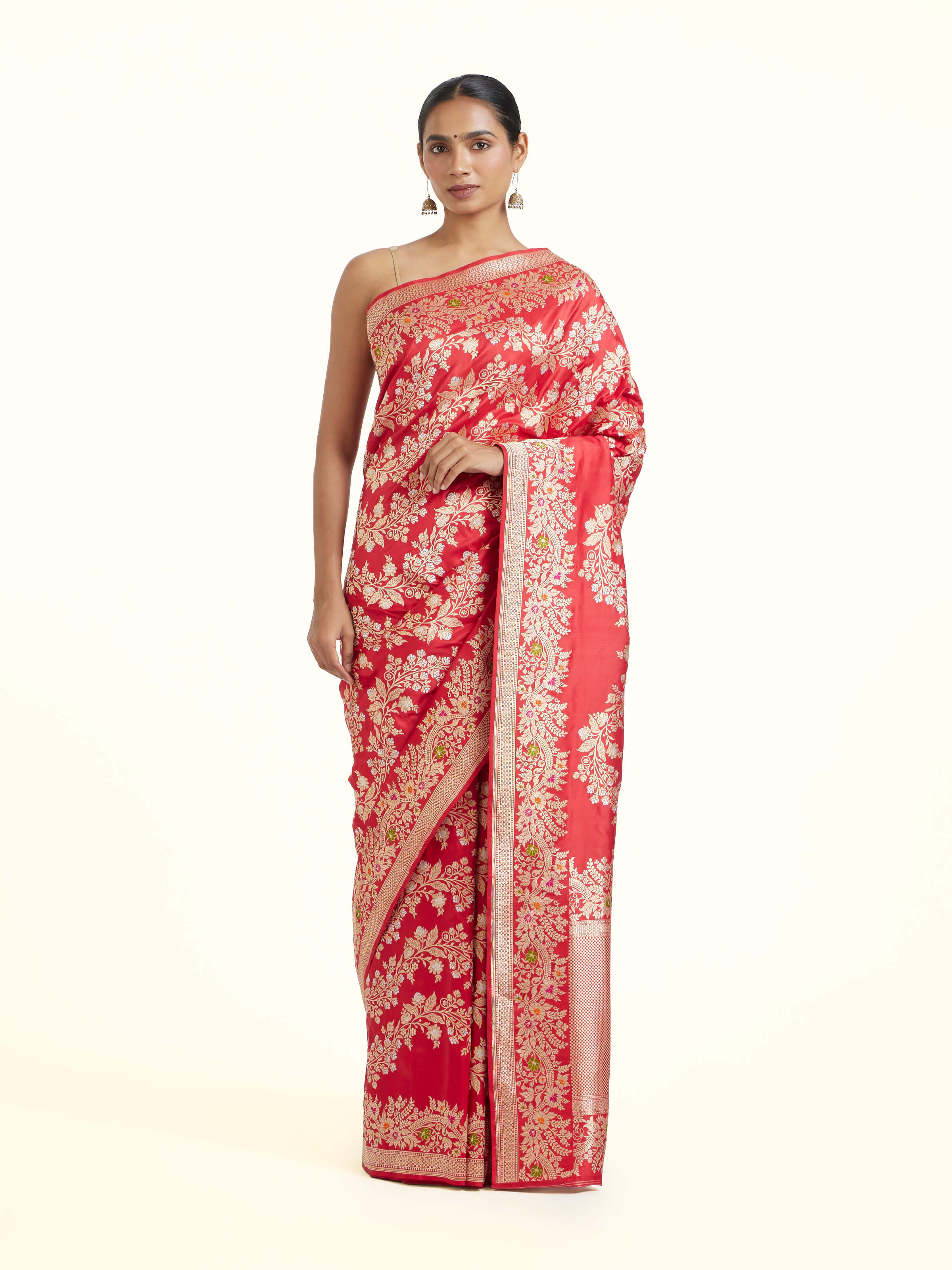 Red Banarasi Silk Kadwa Jaal Saree