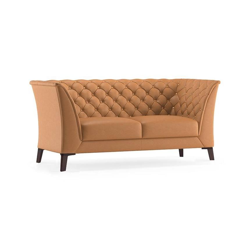 Weston 2 Seater Half Leather Sofa in Mustard Colour
