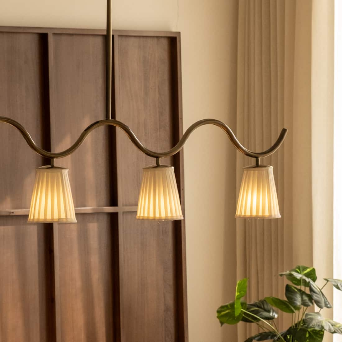 Kaze Handicrafted Linear Chandelier in Golden and White Colour - Orange Tree