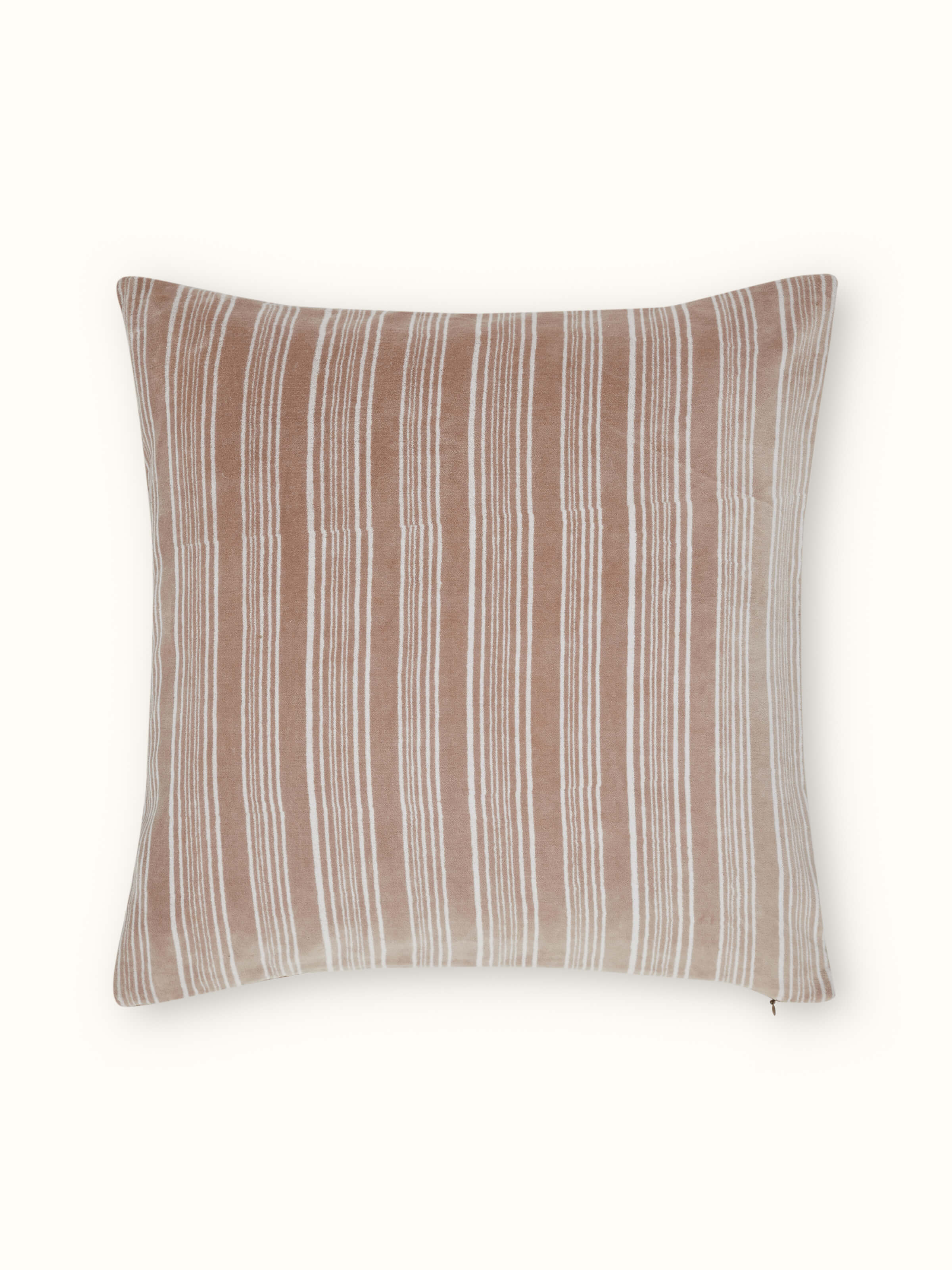 Shivranjini Beige Floral Cotton Velvet Sanganeri Hand Block Printed Cushion Cover