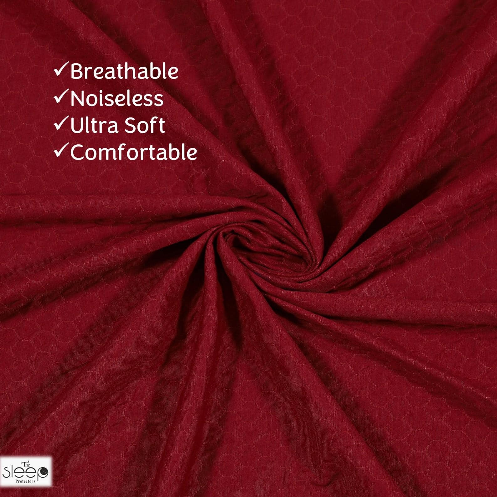 Cotton Feel Terry Fabric Waterproof Mattress Protector for King Size Mattress In Maroon color 75x72