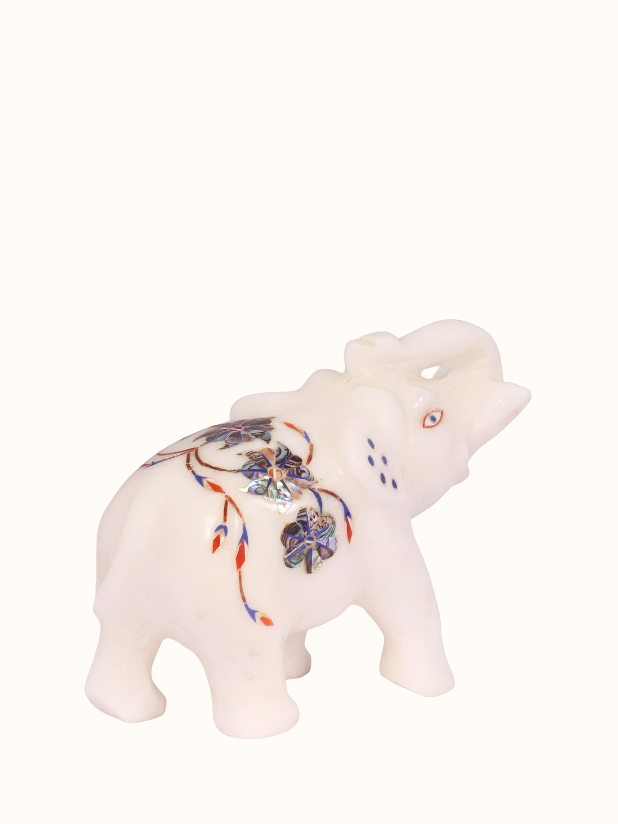 Back view of Pacchikari Elephant Marble Figurine