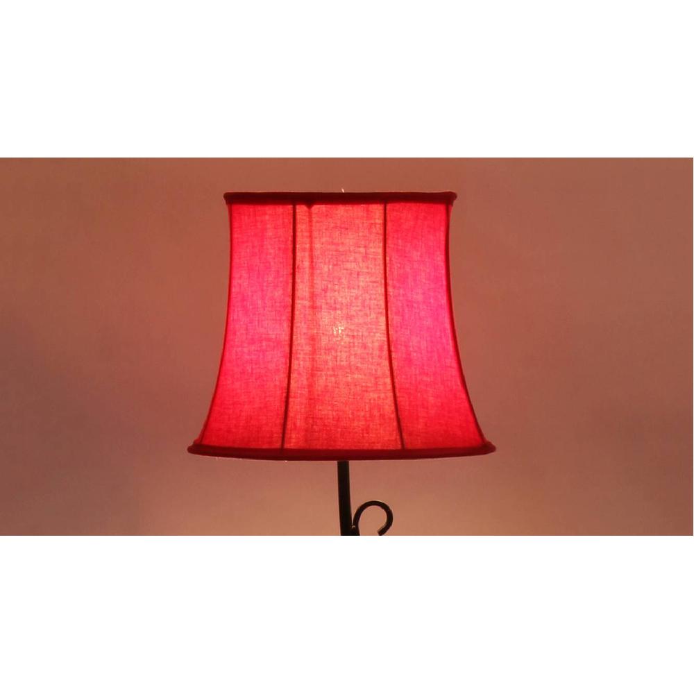 Ella Red Fabric Floor Lamp with Black Iron Base