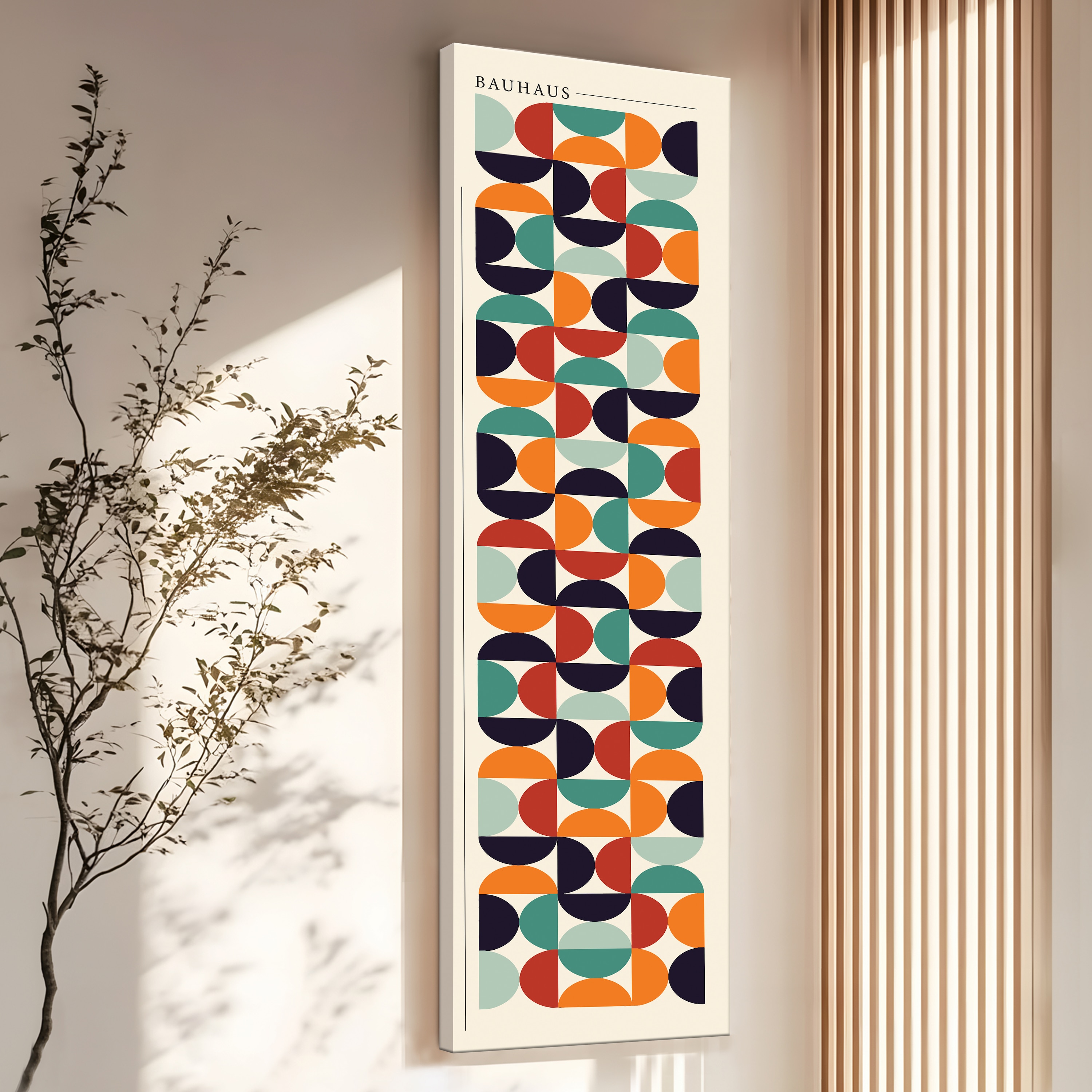 Retro Geometric Bauhaus Canvas Wall Art 12 x 46 Inch - Art Street