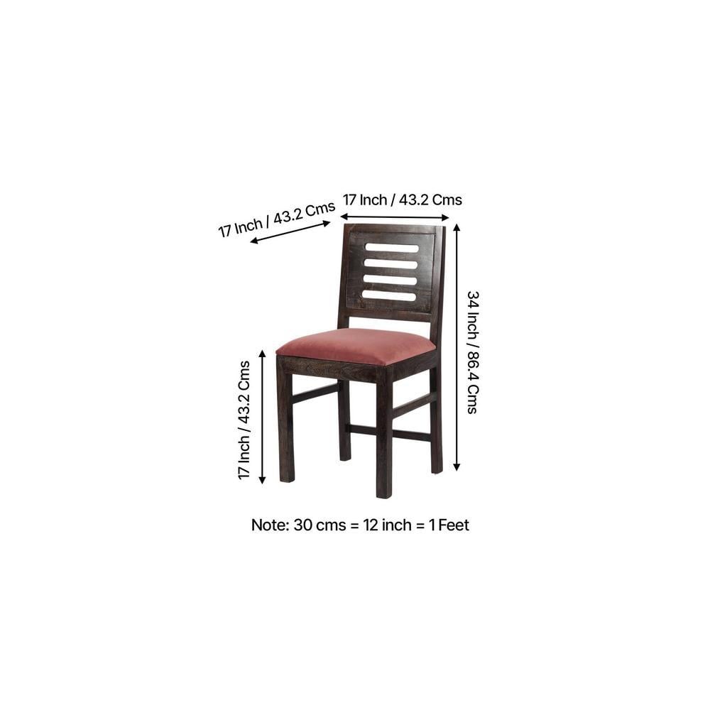 Rosslyn Sheesham Wood Set of 2 Dining Chairs in Mahogany Finish & Coral Pink Velvet Cushion Seat