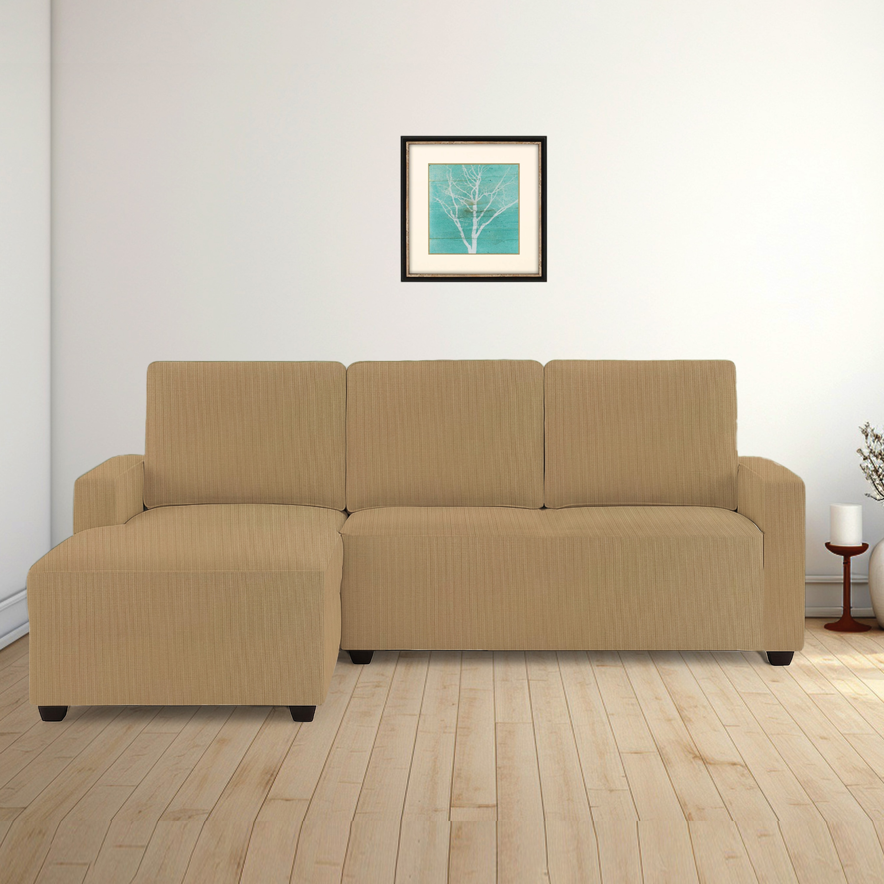 Left Aligned 2 Seater Left Aligned Chaise Golden  Sofa Cover