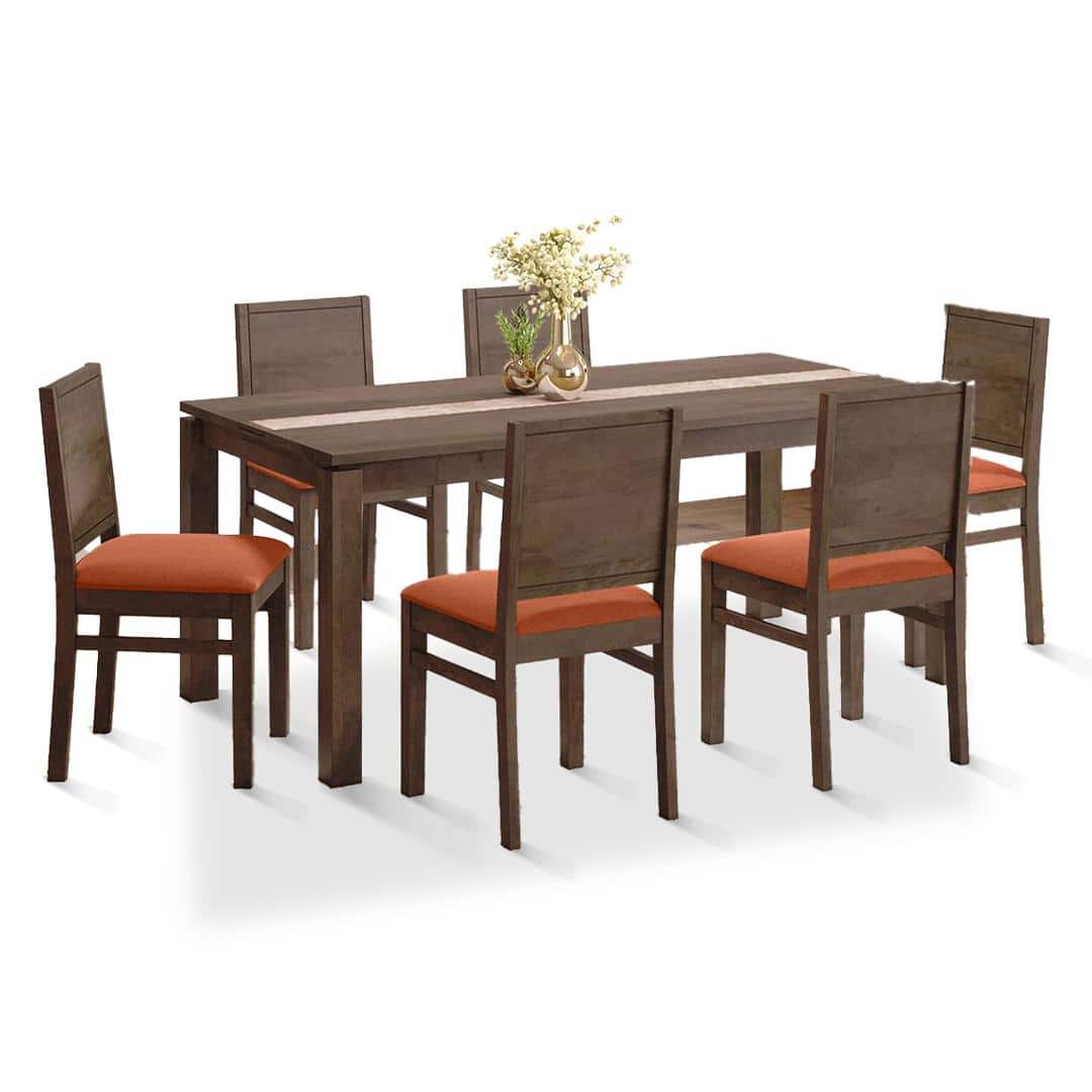 Atlas Crest Solid Wood 6 Seater Dining Table with Atlas Dining chairs Set