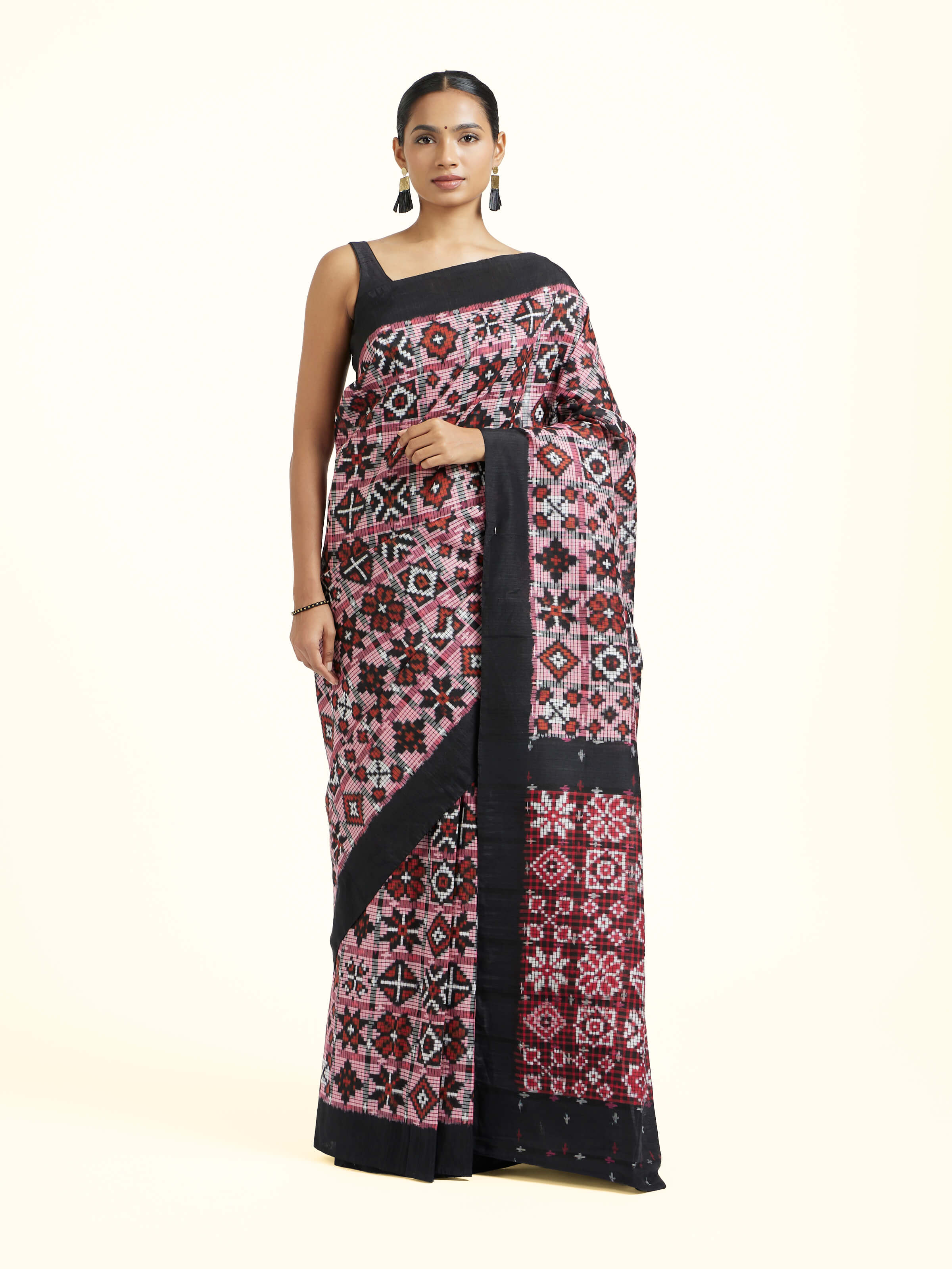 Multicolor Silk Pochampally Single Ikat Saree