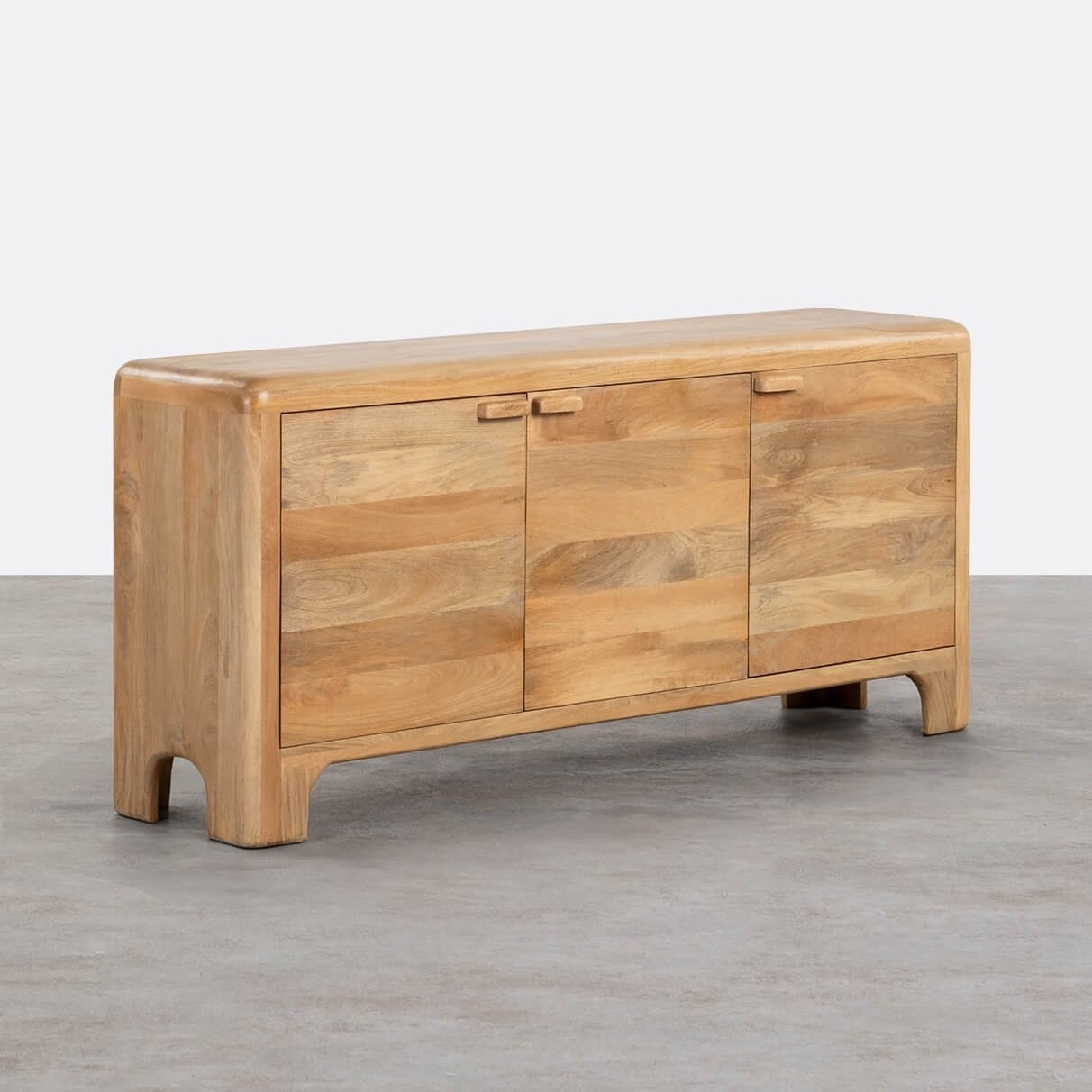 Wiemar Solid Mango Wood Sideboard with 3 Door in Natural Finish - Woodenmood