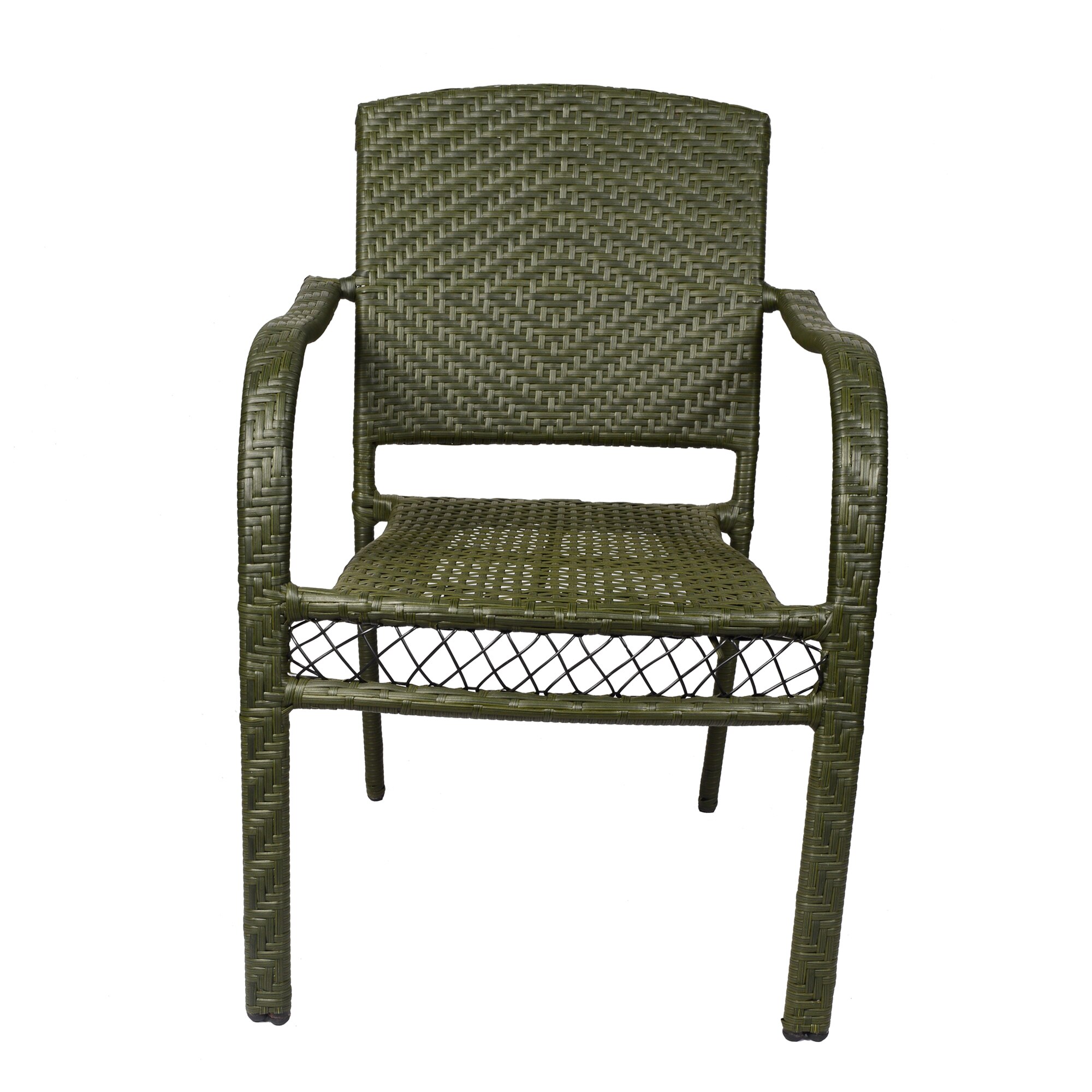 Wagga Wagga Wicker Table And Chair Set In  Dark Dreen Dual Tone Finish